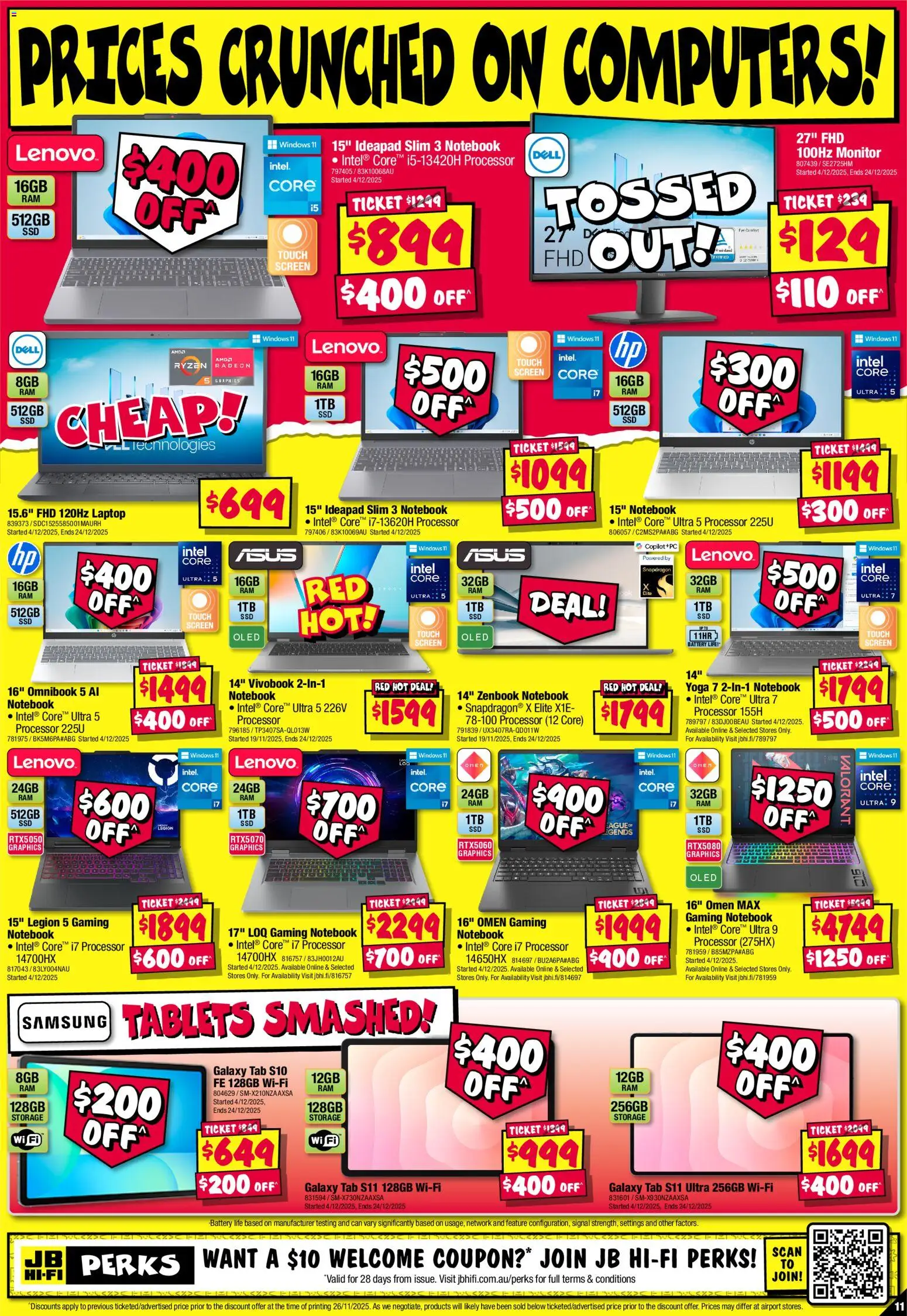 JB Hi-Fi catalogue - valid from 10.12.2025 | Page: 11 | Products: Battery, Monitor, Laptop, Screen