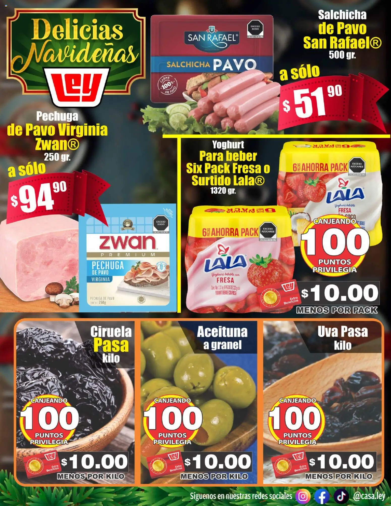 Nuevas ofertas de Casa Ley válidas en toda la República Mexicana desde el 19.12.2025. ¡Encuentra las mejores ofertas en Casa Ley folleto Delicias Navideñas! | Página: 9 | Productos: Uva pasa, Fresa, Salchicha, Uva