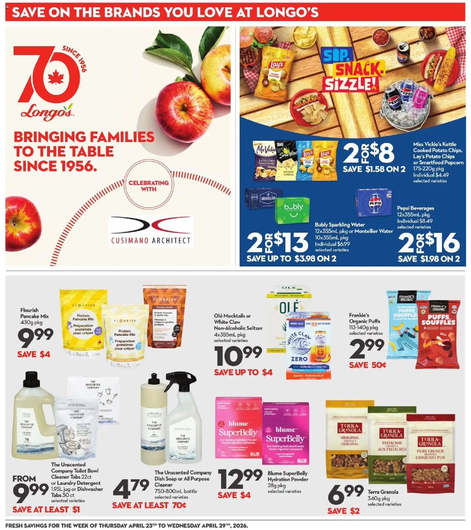 Longo's flyer valid from 23.04.2026 | Page: 18 | Products: Dishwasher, Detergent, Dishwasher cleaner, Table