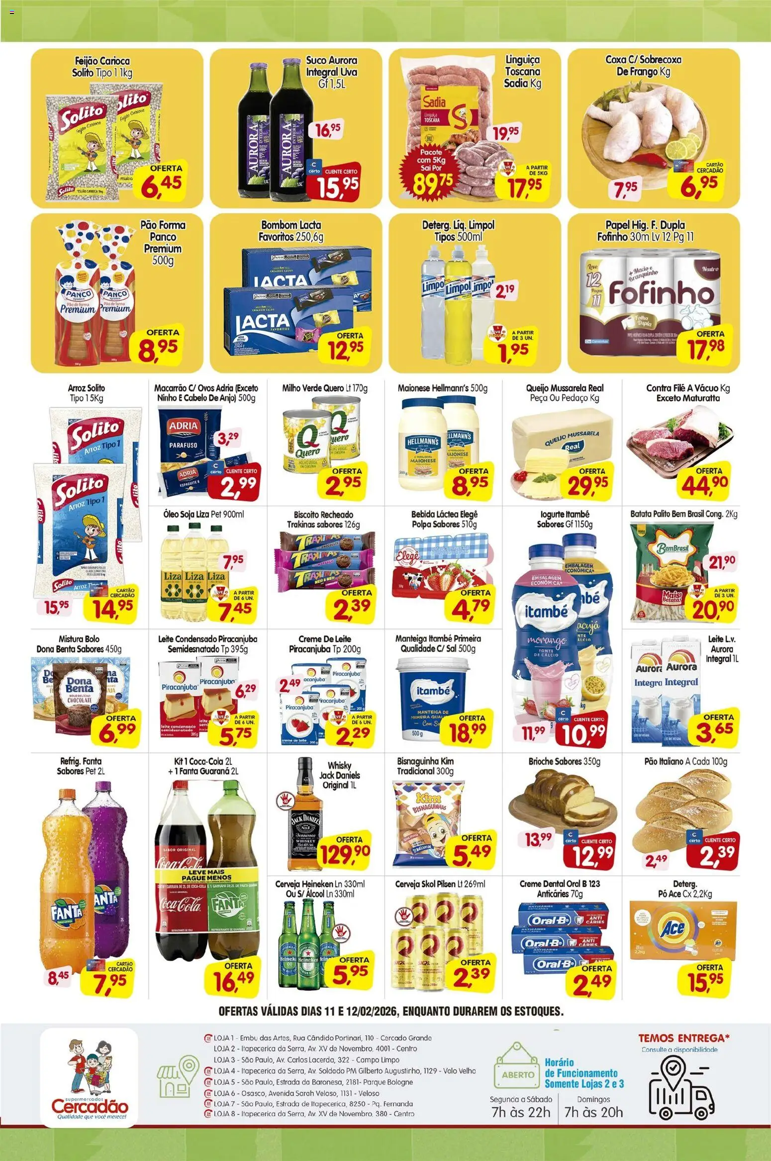 Cercadão Folheto - válido de 11.02.2026 | Página: 2 | Produtos: Pão de forma, Creme, Frango, Leite condensado