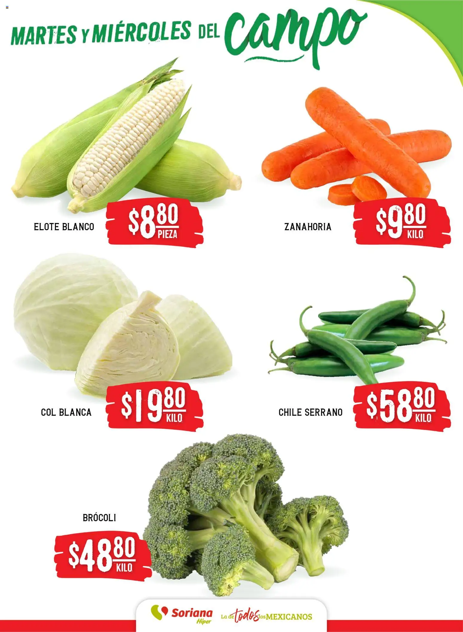 Nuevas ofertas de Soriana válidas en toda la República Mexicana desde el 11.11.2025. ¡Encuentra las mejores ofertas en Soriana - Martes y Miércoles del Campo Híper: Tamaulipas (excepto Cd. Victoria y Tampico)! | Página: 3 | Productos: Brocoli, Col, Zanahoria
