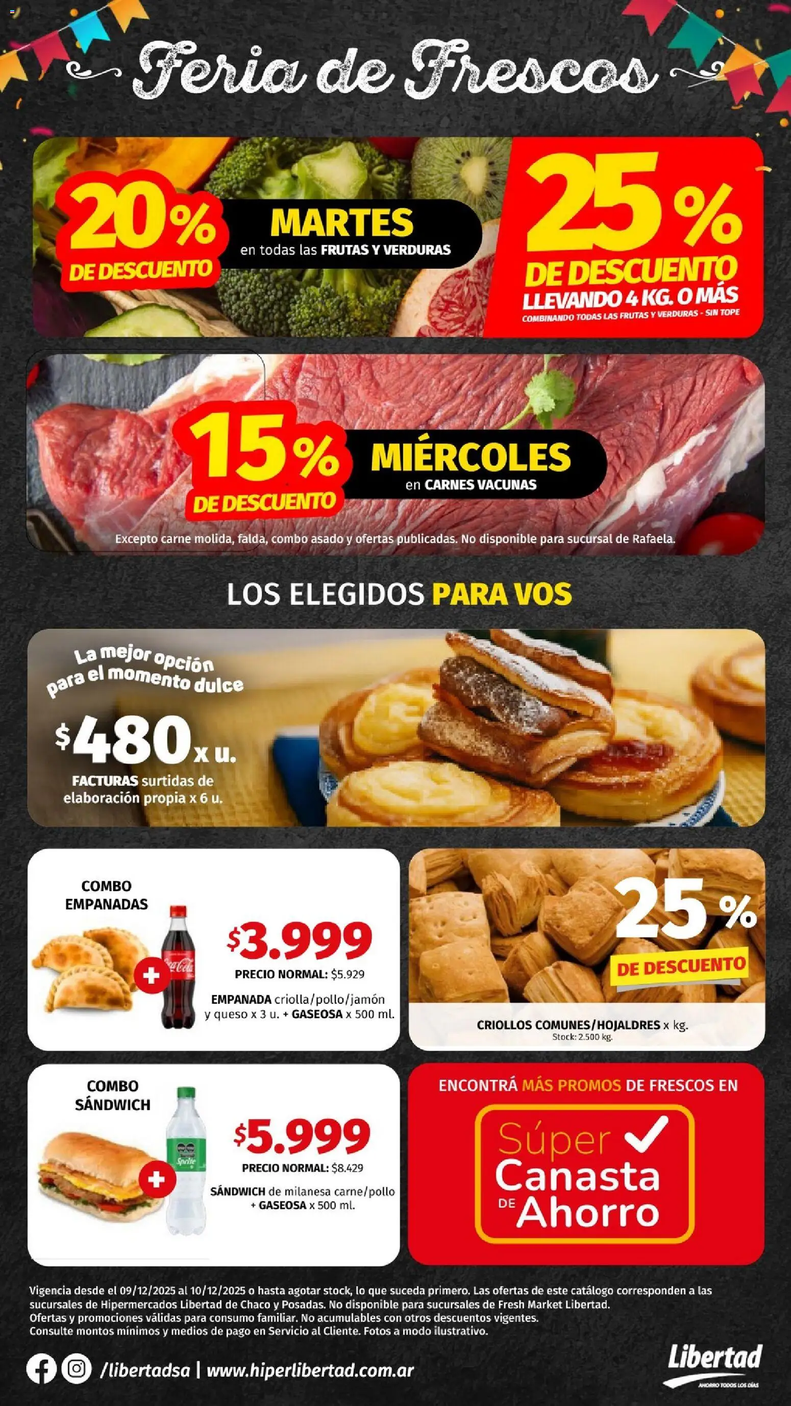 Hipermercado Libertad catálogo │ válido desde el 09.12.2025 | Página: 1 | Productos: Milanesa, Gaseosa, Queso, Canasta
