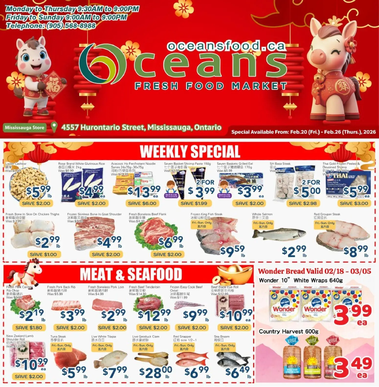 Oceans flyer valid from 20.02.2026 | Page: 1 | Products: Fish, Beef, Chicken, Pork