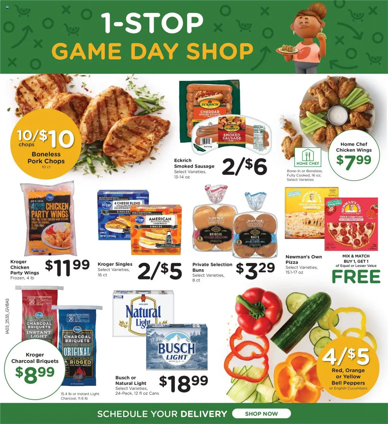 Kroger Ad - valid from 01.10.2025 | Page: 8 | Products: Cheese, Pork, Cucumbers, Game