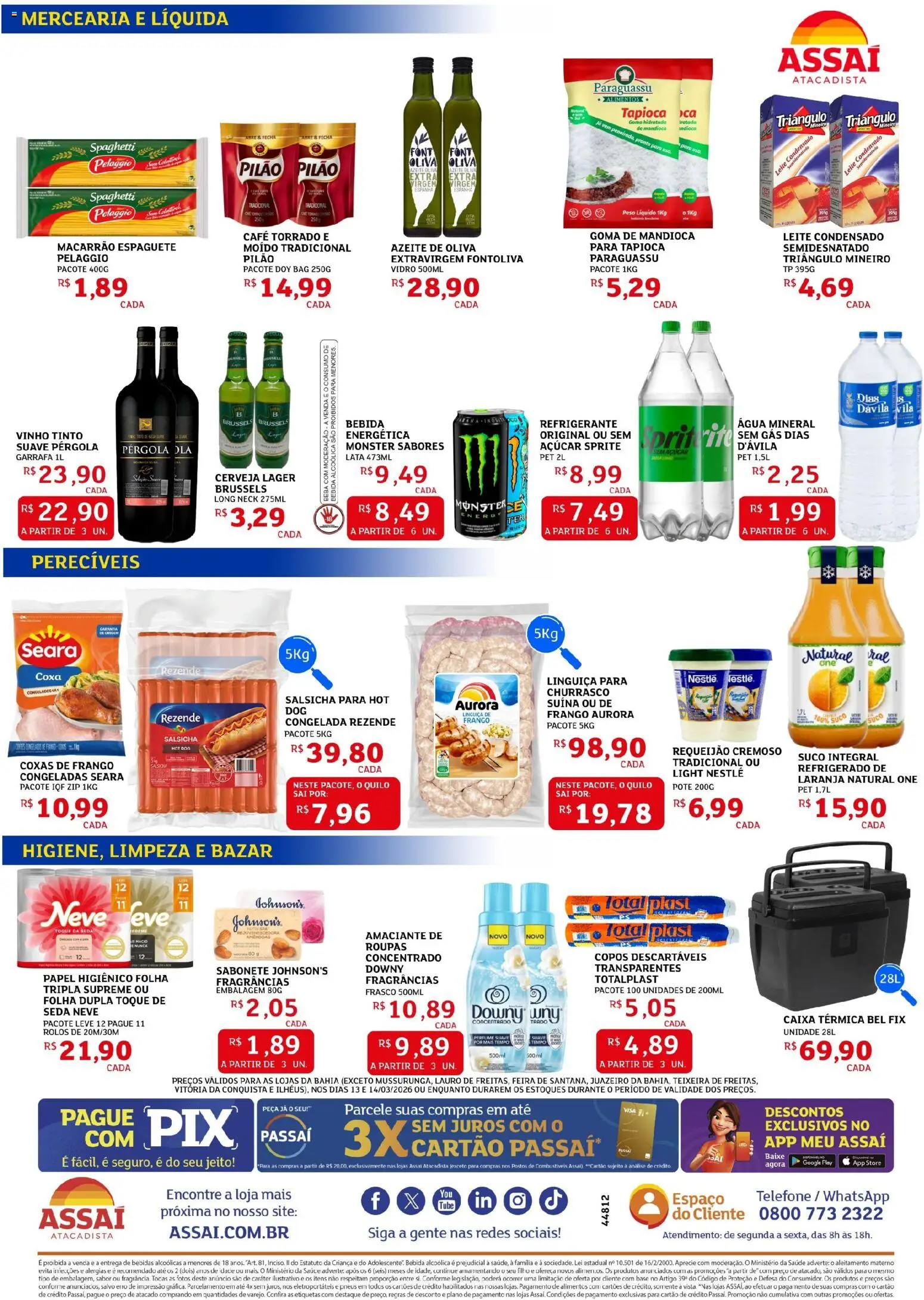 Assaí Atacadista Folheto - válido de 13.03.2026 | Página: 2 | Produtos: Linguiça, Caixa, Cerveja, Monster