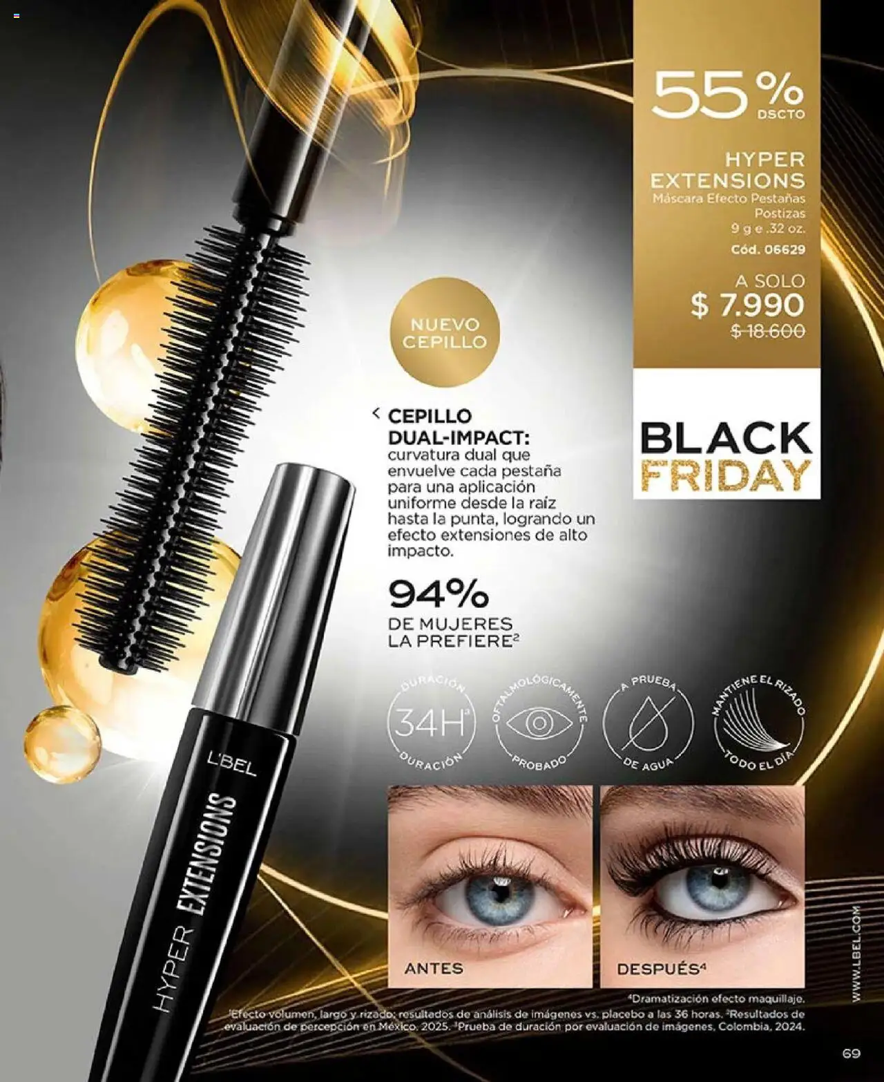 Catálogo L'Bel Campaña 17 │ válido desde el 14.10.2025 | Página: 69 | Productos: Agua, Cepillo, Máscara, Pestañas postizas
