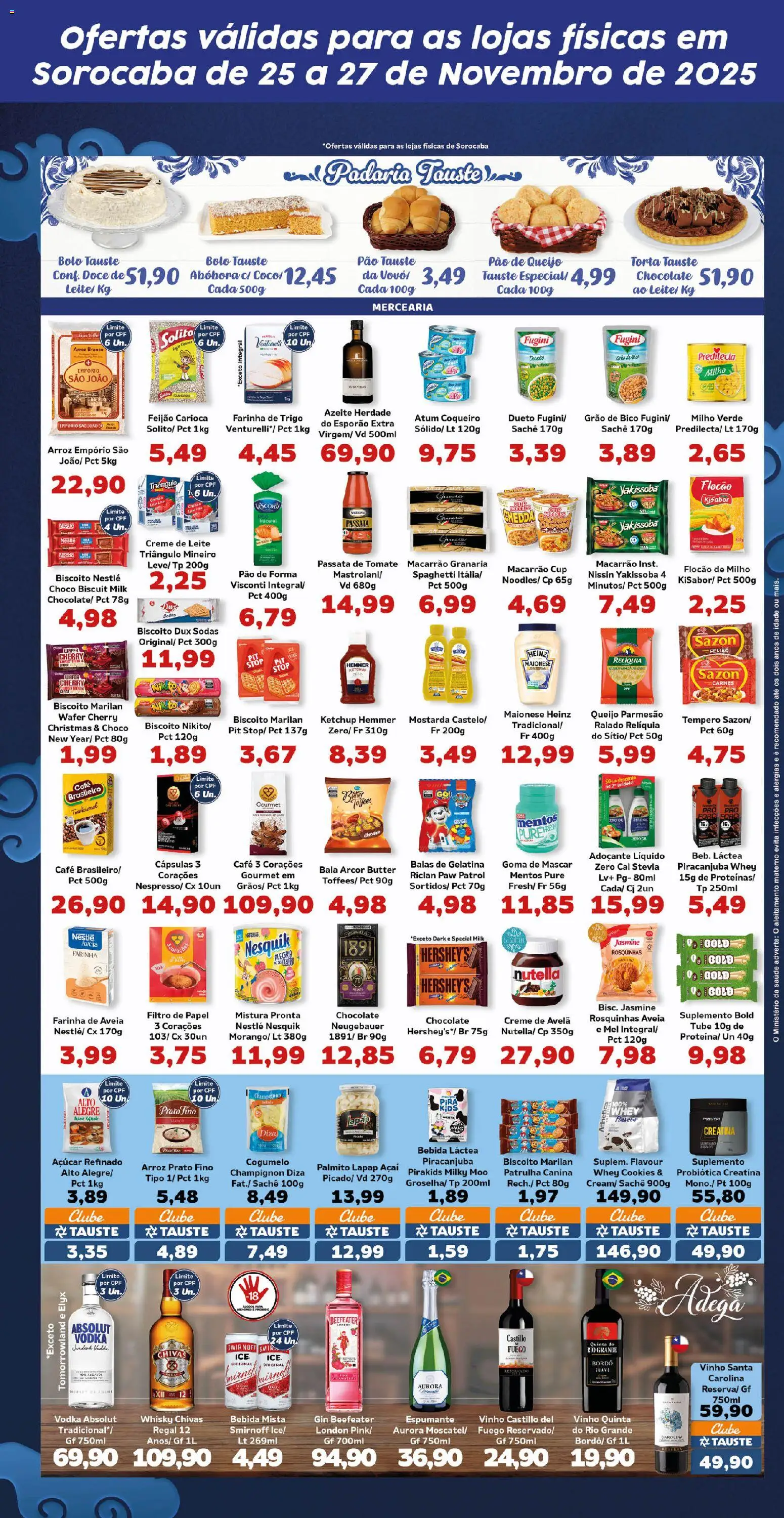 Tauste Folheto - válido de 25.11.2025 | Página: 3 | Produtos: Palmito, Farinha de trigo, Bolo, Bebida