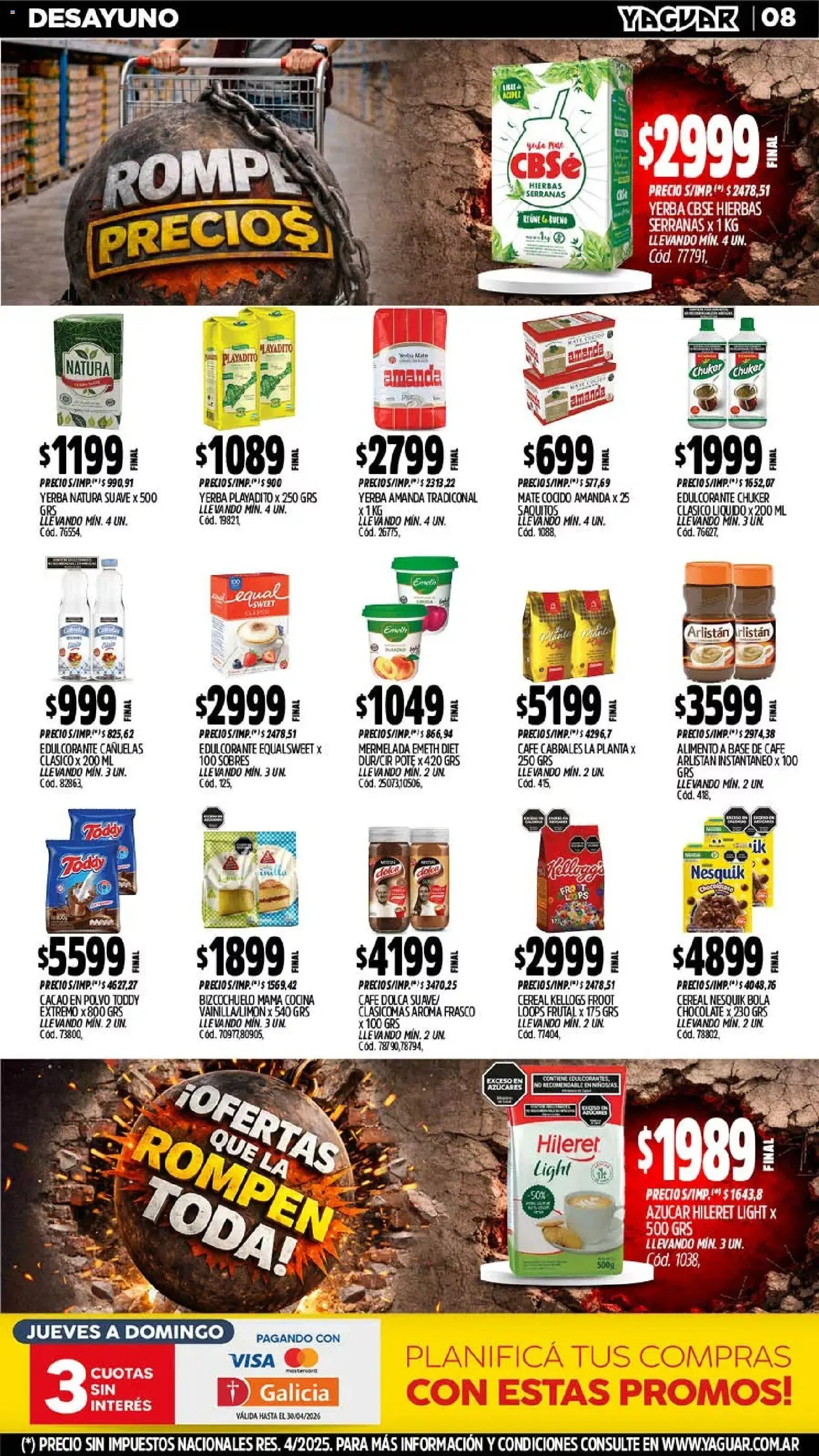 Yaguar - Oferta Semanal Misiones │ válido desde el 13.04.2026 | Página: 8 | Productos: Mate, Polvo, Café, Chocolate