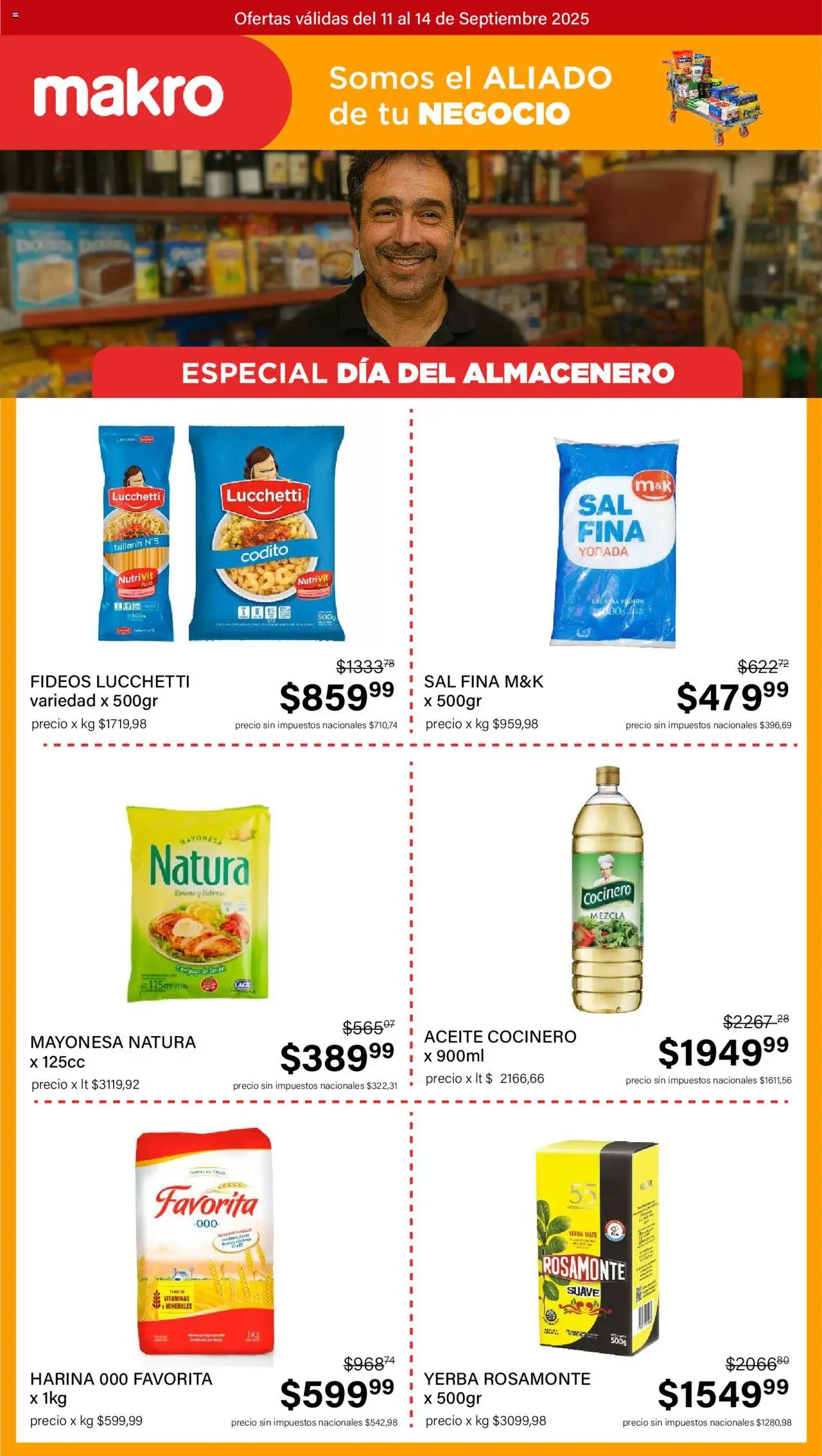 Makro - Ofertas especiales día almacenero │ válido desde el 11.09.2025 | Página: 1 | Productos: Vitaminas, Aceite, Mayonesa, Sal