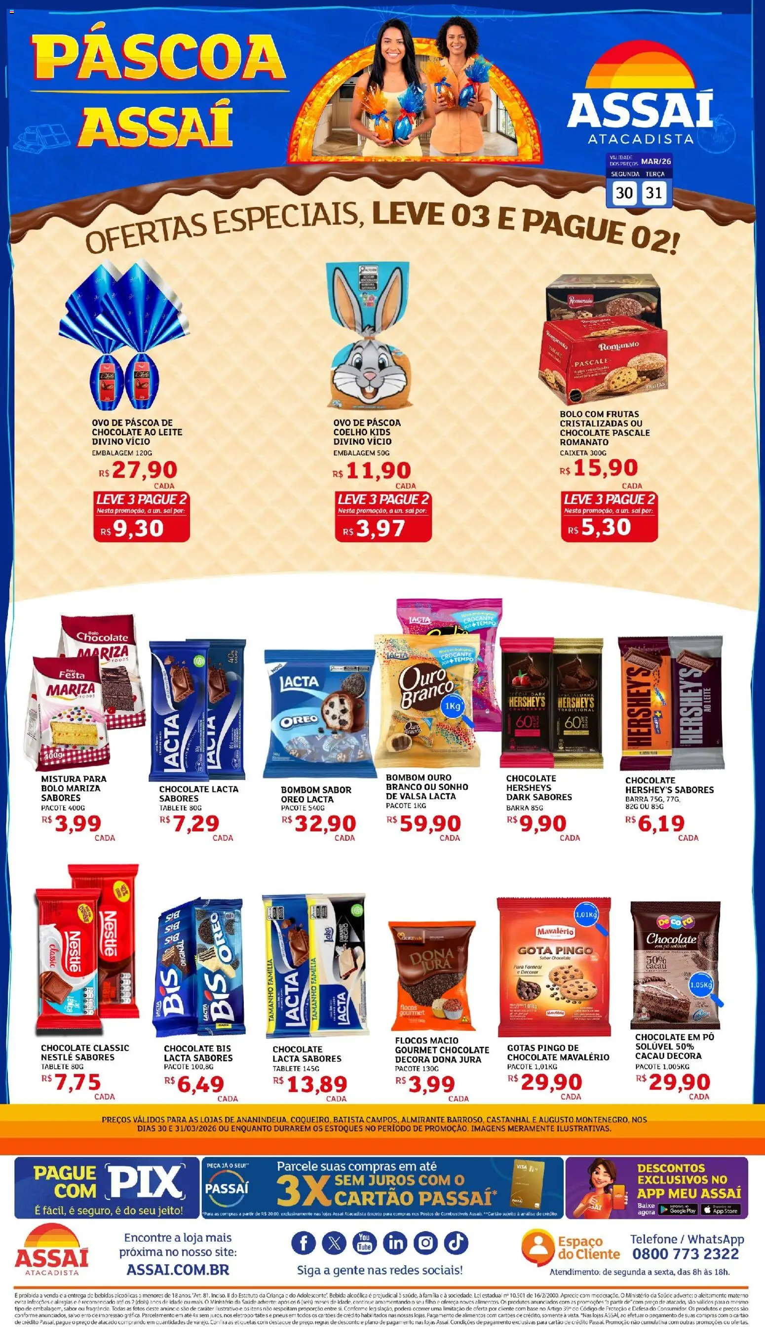 Assaí Atacadista Folheto - válido de 30.03.2026 | Página: 1 | Produtos: Ovo de páscoa, Pó, Bebida, Frutas cristalizadas