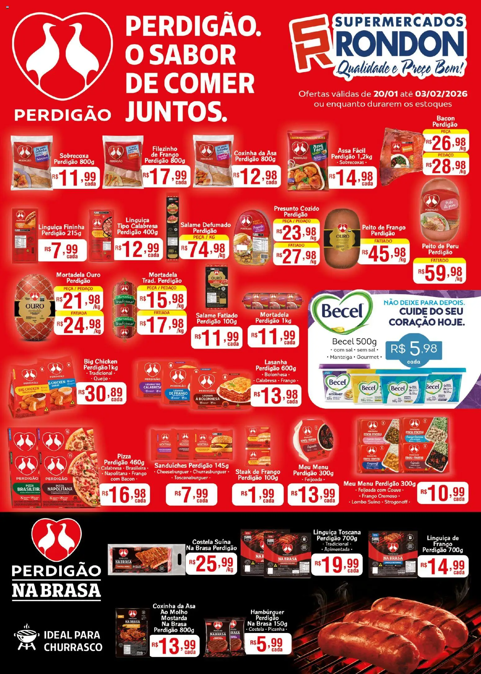 Supermercados Rondon Folheto - válido de 20.01.2026 | Página: 2 | Produtos: Presunto, Mortadela, Lasanha, Sal