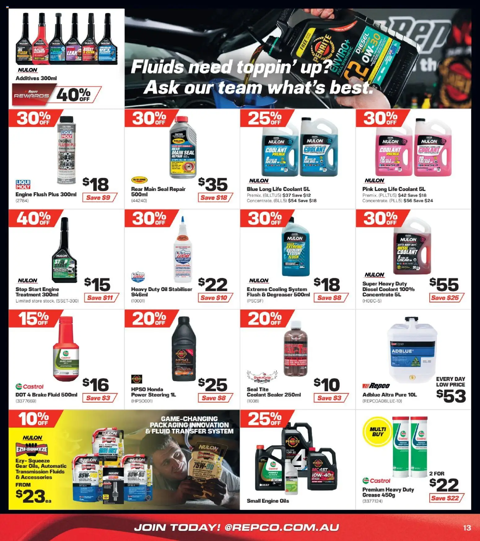 Repco catalogue - valid from 19.03.2026 | Page: 13 | Products: Oil, Accessories, Iron, Treatment