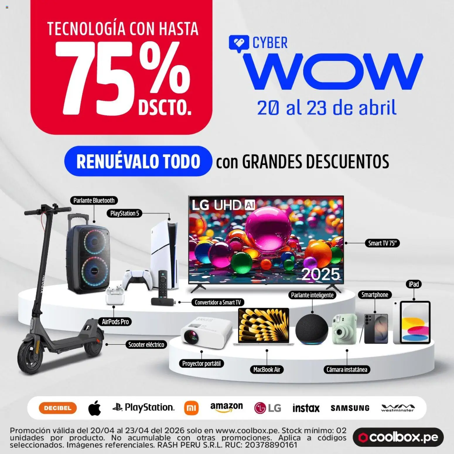 Catálogo Coolbox válido desde 20.04.2026 | Página: 1 | Productos: Smartphone, Cámara, Playstation, Parlante