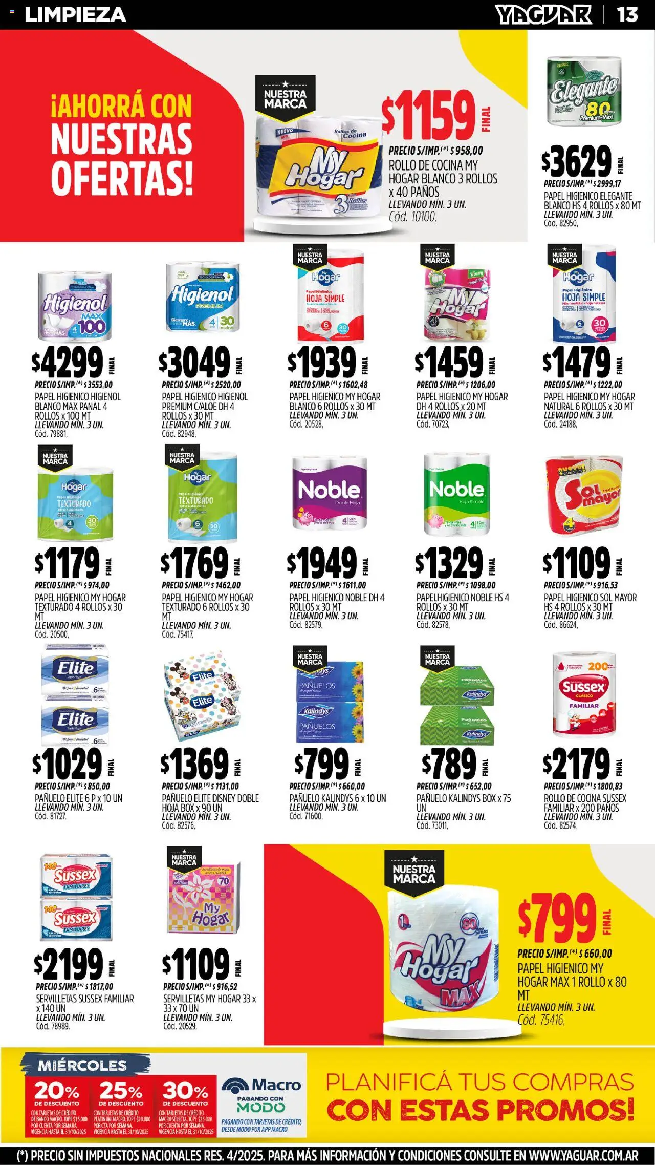 Yaguar - Chaco │ válido desde el 20.10.2025 | Página: 12 | Productos: Papel higiénico, Pañuelo, Cocina, Servilletas