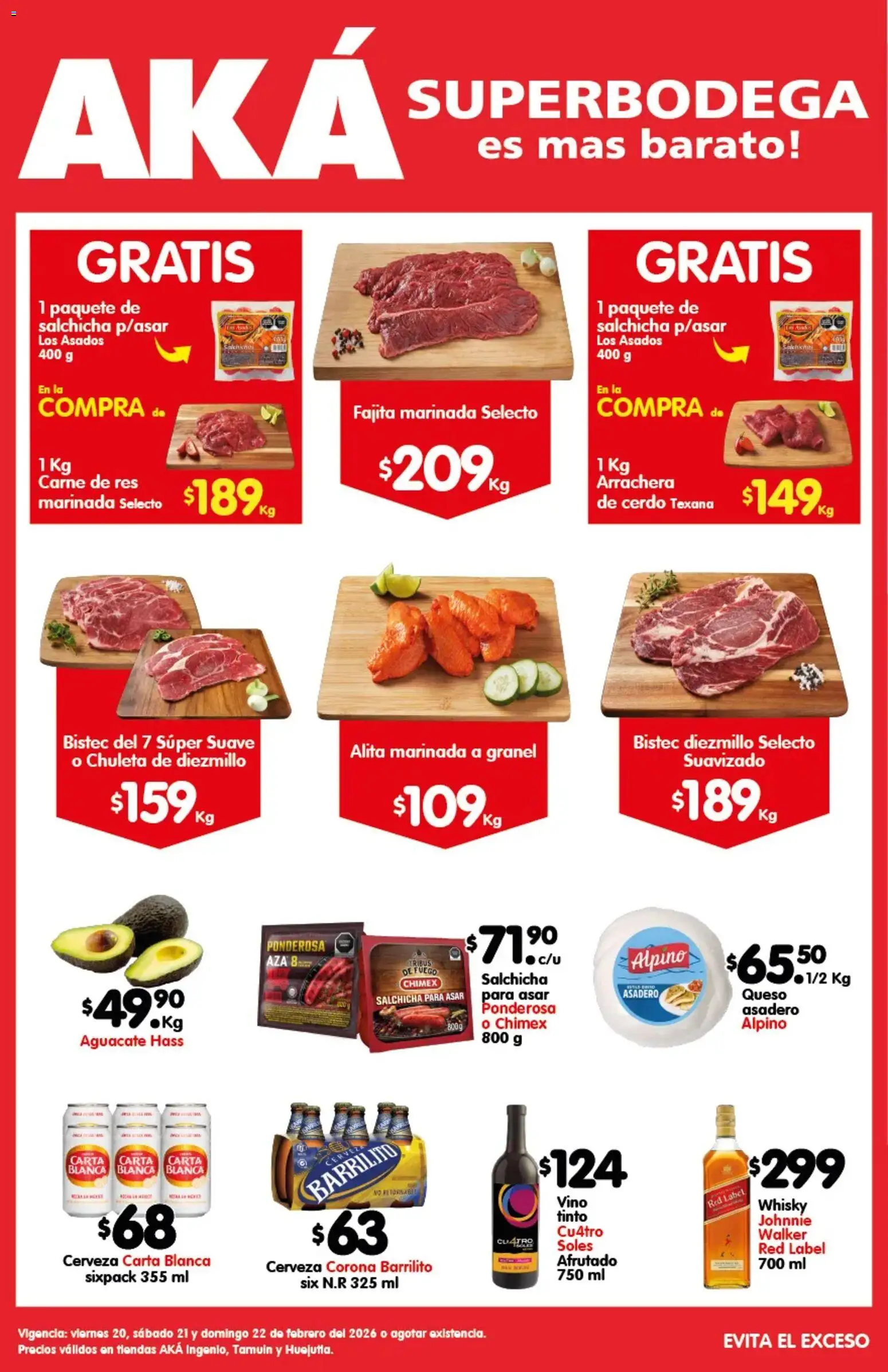 Nuevas ofertas de Arteli válidas en toda la República Mexicana desde el 20.02.2026. ¡Encuentra las mejores ofertas en Arteli folleto Carnita Asada Superbodegas Foraneas! | Página: 1 | Productos: Salchicha, Queso, Aguacate, Res