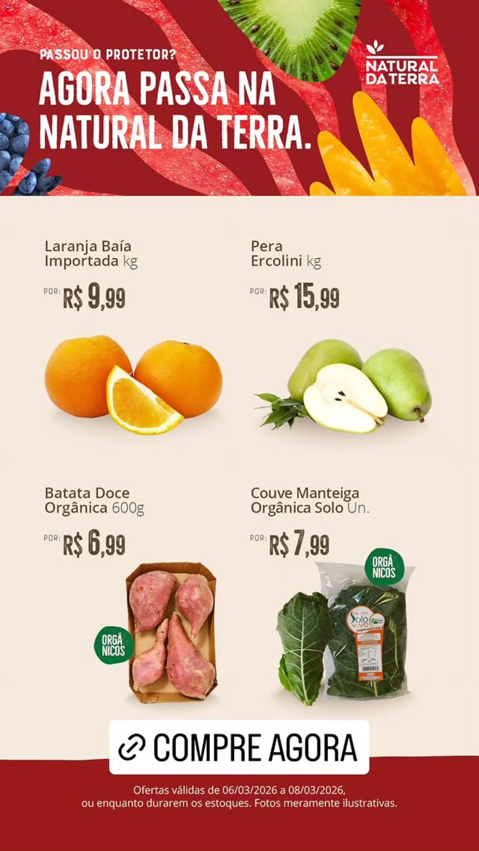 Natural da Terra Folheto - válido de 06.03.2026 | Página: 1 | Produtos: Pera, Manteiga, Batata, Couve