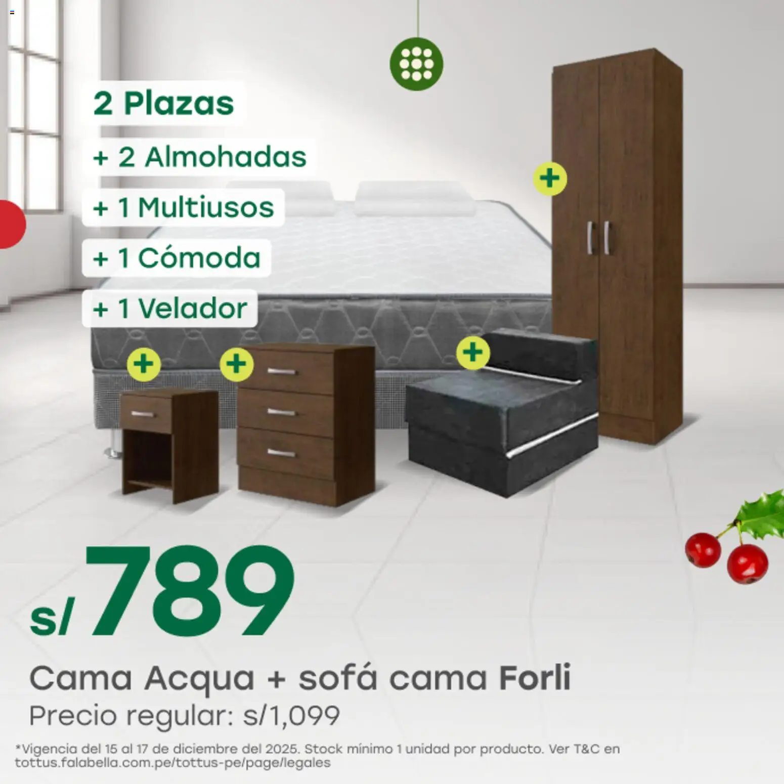 Catálogo Tottus válido desde 15.12.2025 | Página: 4 | Productos: Cama, Cómoda, Sofá