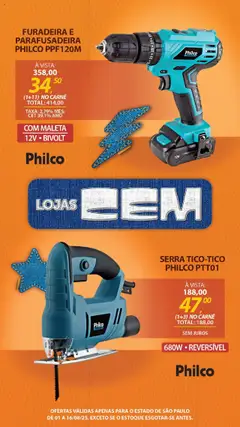 Lojas Cem Folheto - válido de 01.08.2025 | Página: 117 | Produtos: Furadeira, Carne, Parafusadeira