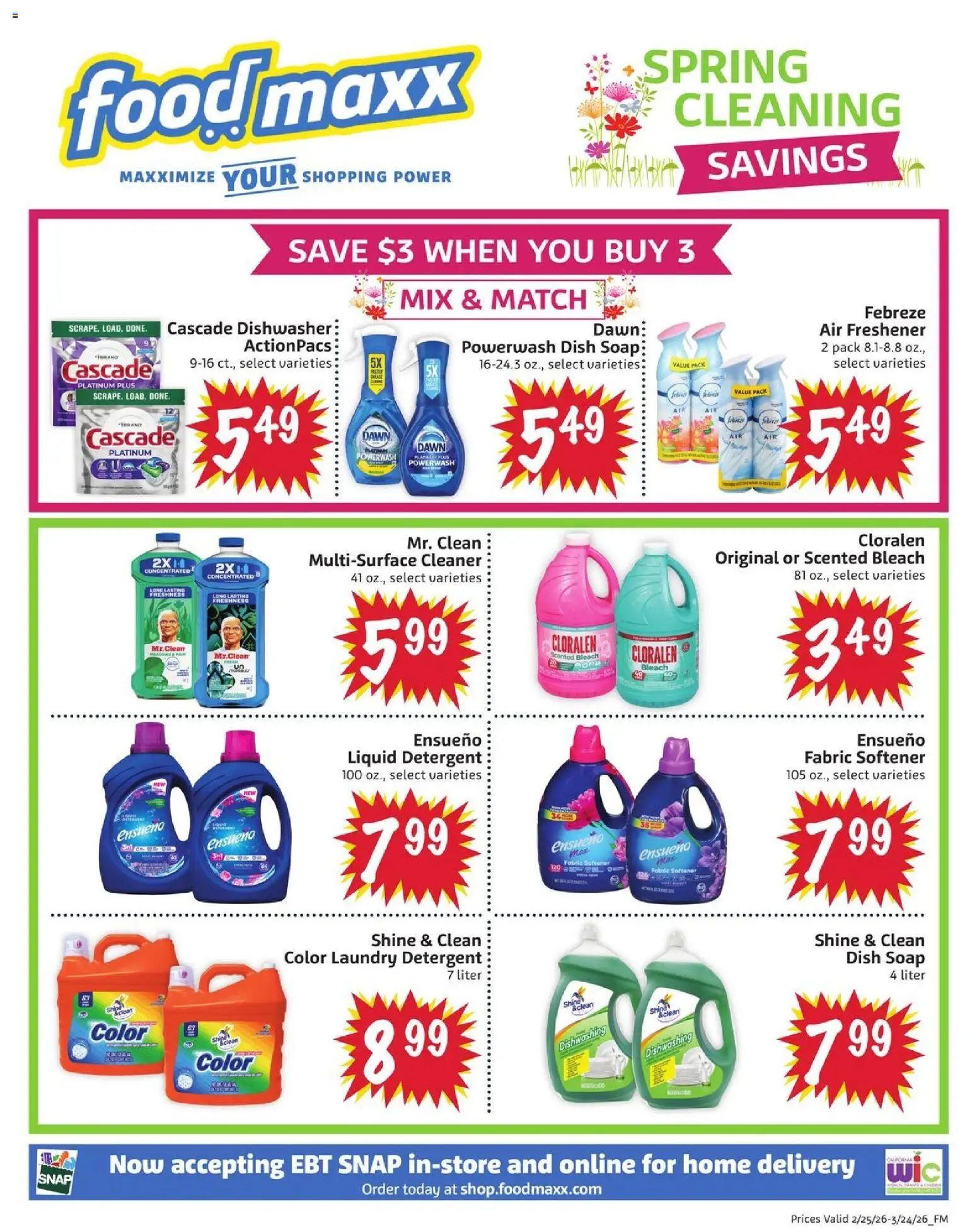 FoodMaxx Weekly Ad - NV - valid from 25.02.2026 | Page: 1 | Products: Soap, Fabric softener, Detergent, Dishwasher