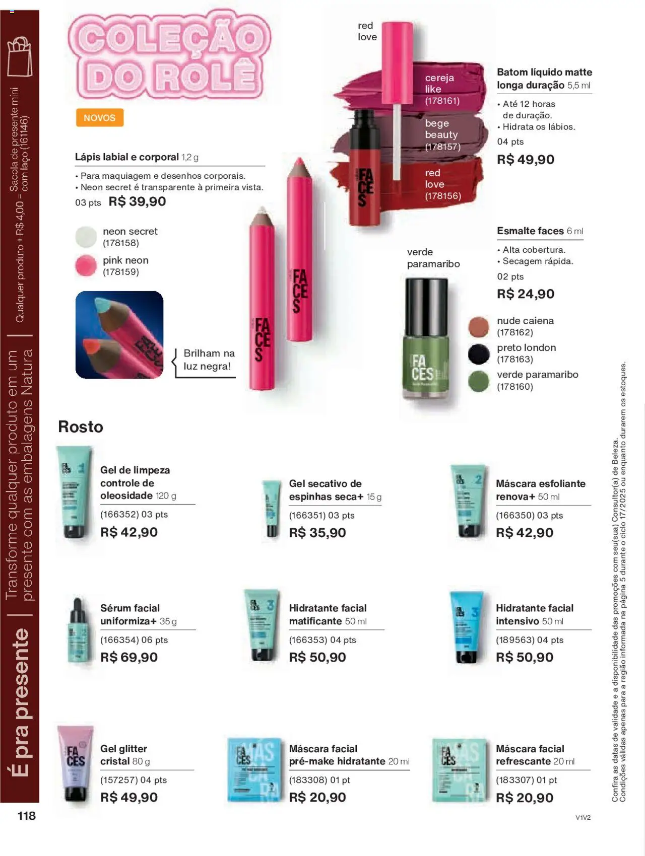 Natura Folheto - válido de 14.10.2025 | Página: 118 | Produtos: Maquiagem, Lápis, Sérum, Gel de limpeza