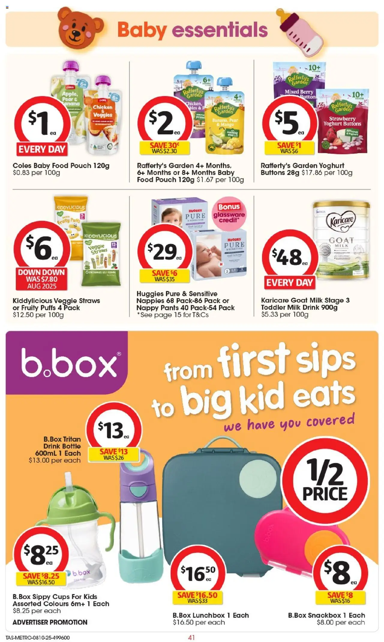 Coles catalogue - valid from 08.10.2025 | Page: 41 | Products: Box, Cups, Milk, Pants
