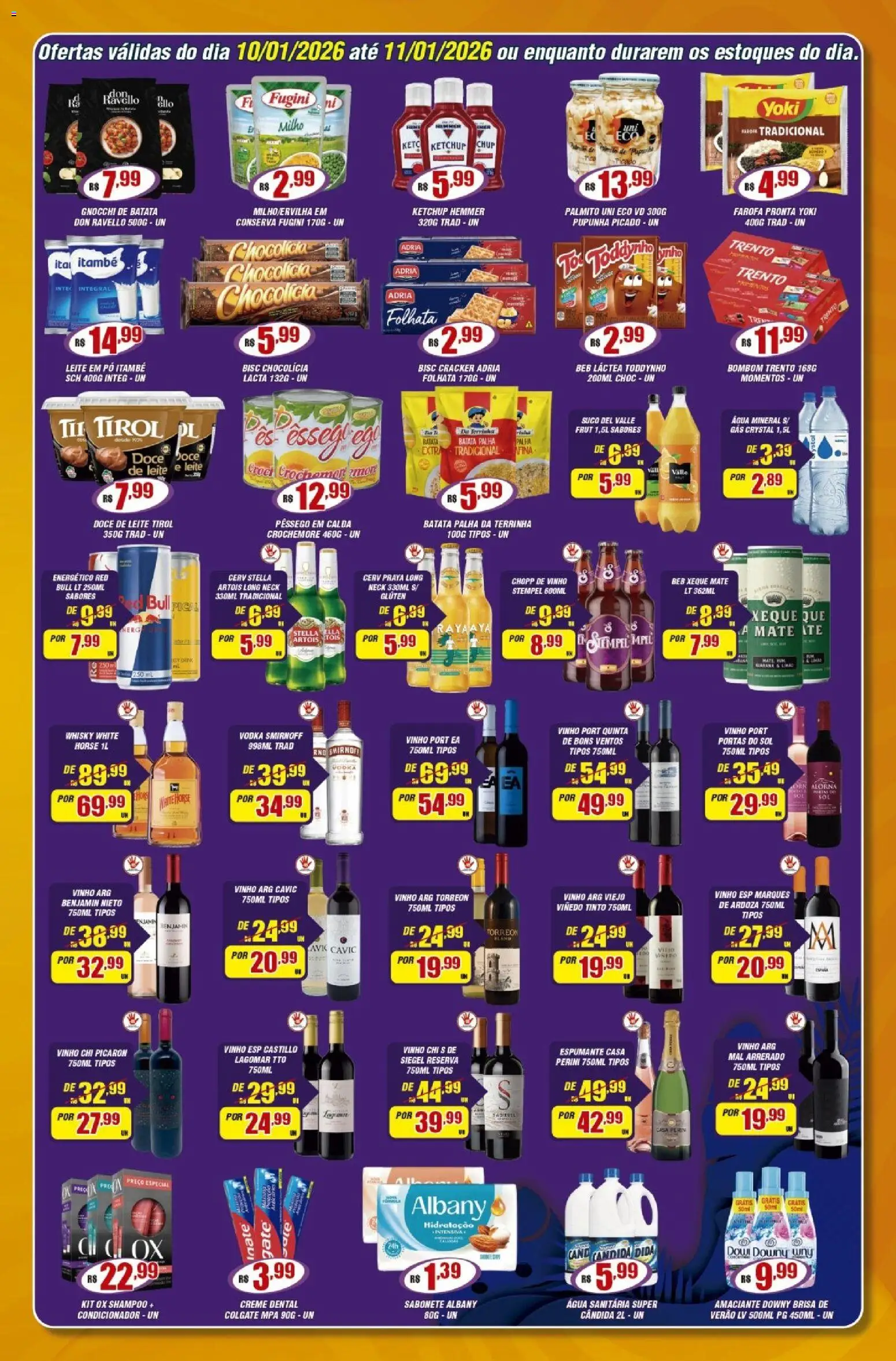 Violeta Supermercados Folheto - válido de 10.01.2026 | Página: 3 | Produtos: Pêssego, Palmito, Doce de leite, Água sanitária