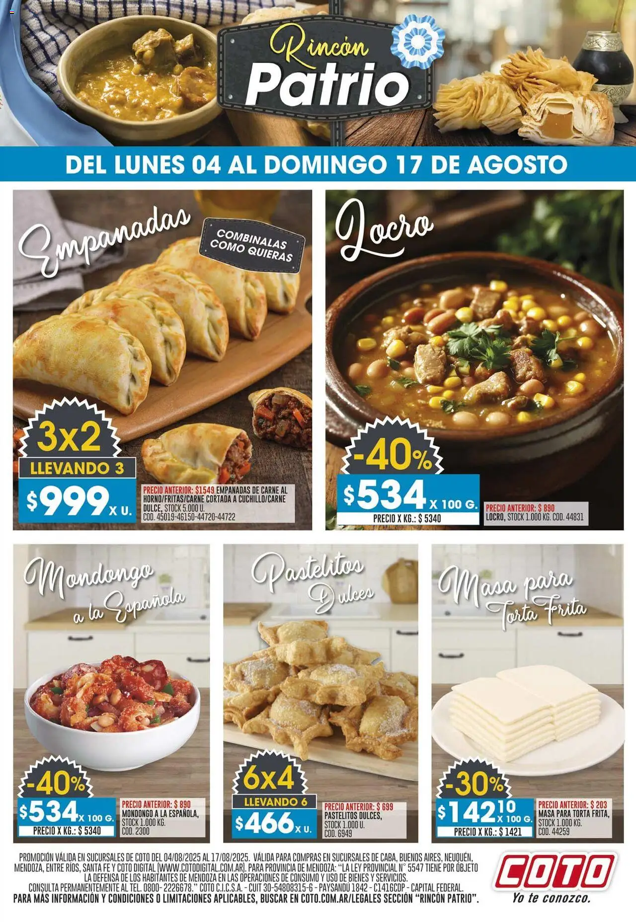 Coto Rincón Patrio │ válido desde el 04.08.2025 | Página: 1 | Productos: Torta, Té