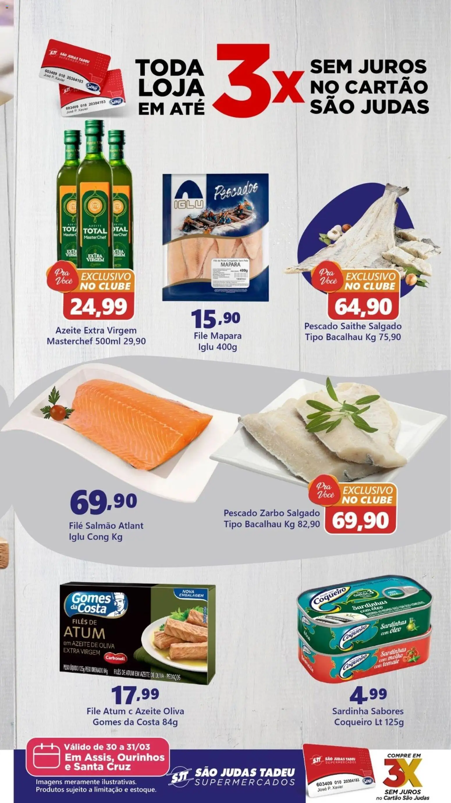 São Judas Tadeu Folheto - válido de 30.03.2026 | Página: 2 | Produtos: Salmão, Gomes da costa, Azeite, Atum