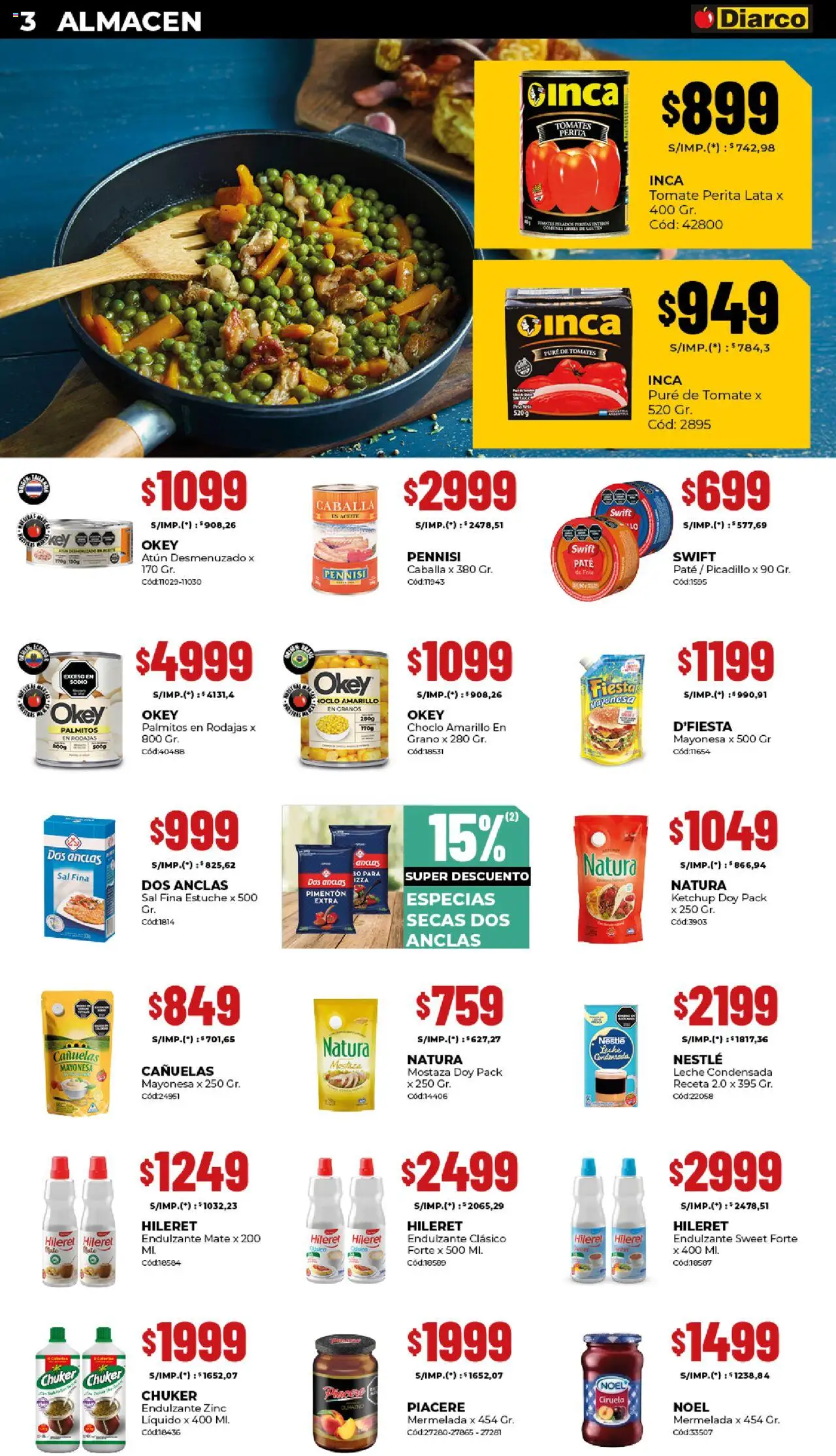 Diarco - Ofertas Sur │ válido desde el 20.10.2025 | Página: 3 | Productos: Caballa, Leche, Palmitos, Tomates
