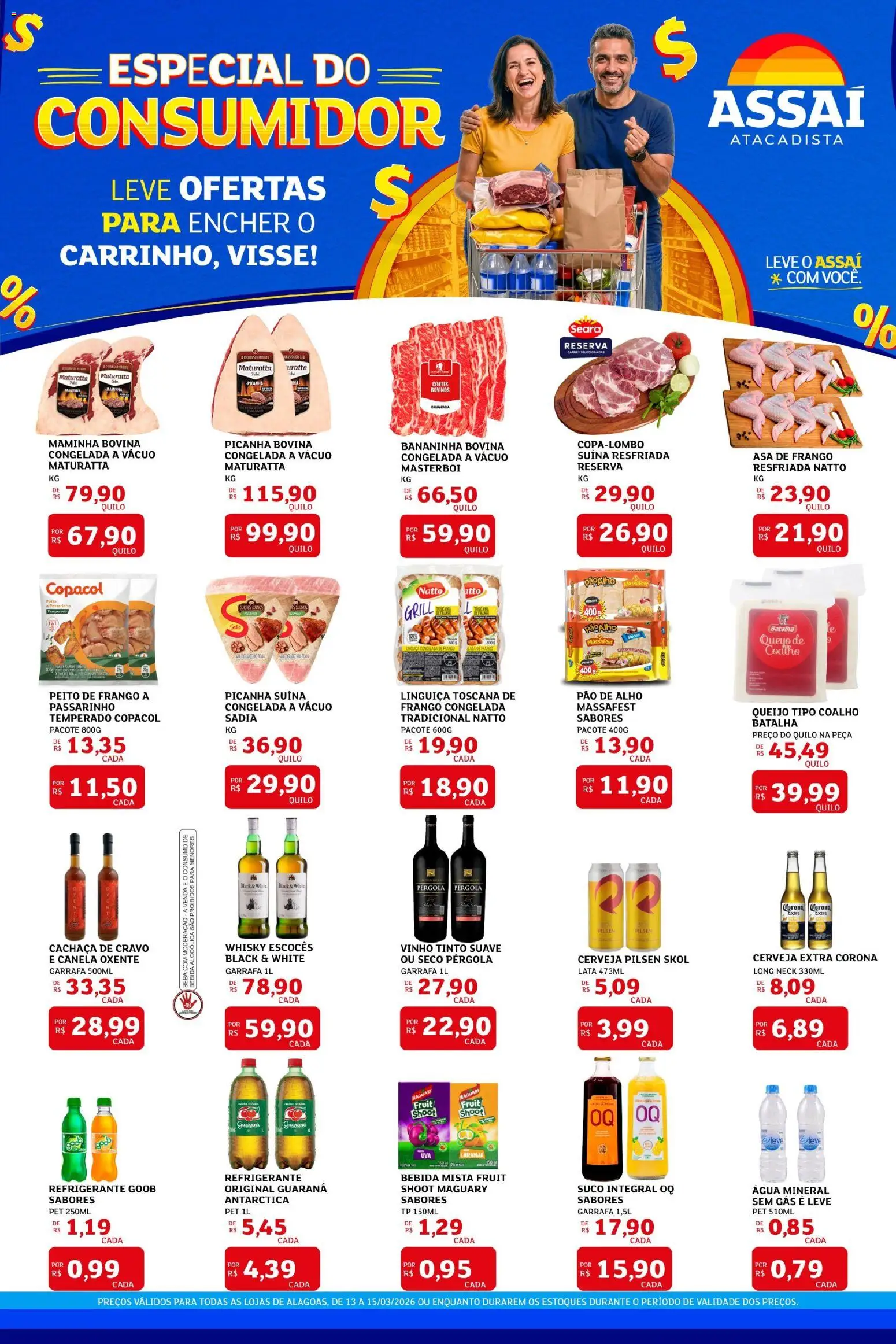 Assaí Atacadista Folheto - válido de 13.03.2026 | Página: 1 | Produtos: Pão, Suco, Refrigerante, Frango