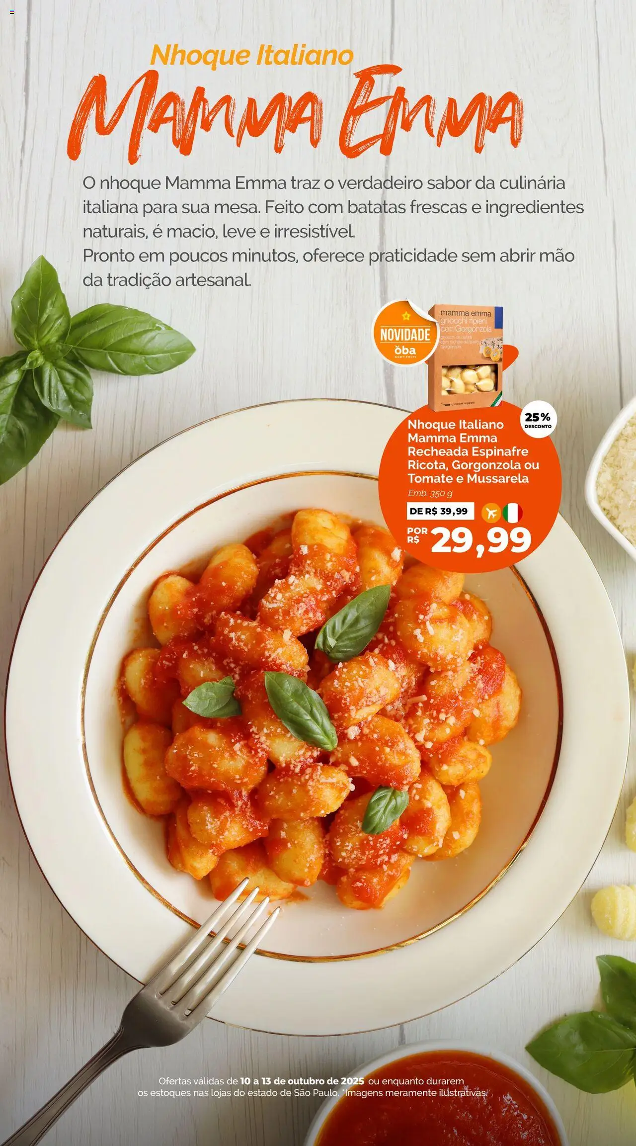 Oba Hortifruti Folheto - válido de 10.10.2025 | Página: 2 | Produtos: Espinafre, Batata, Mussarela