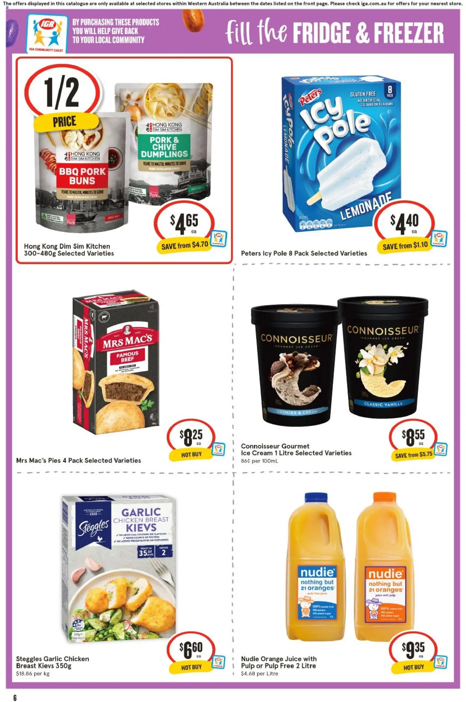 IGA catalogue - valid from 25.03.2026 | Page: 6 | Products: Juice, Chicken, Pork, Oranges