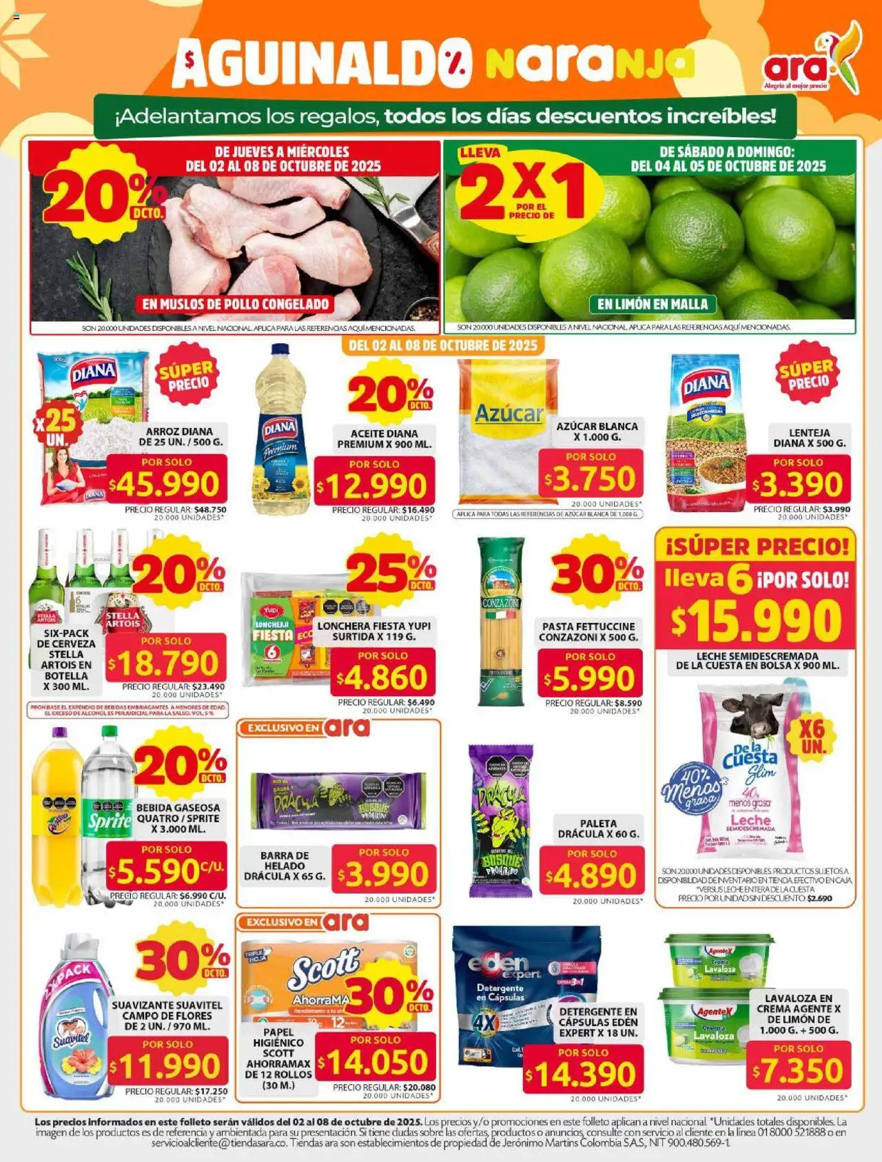 Ara revista - valida desde el 02.10.2025 | Página: 3 | Productos: Bolsa, Suavizante, Leche, Cerveza