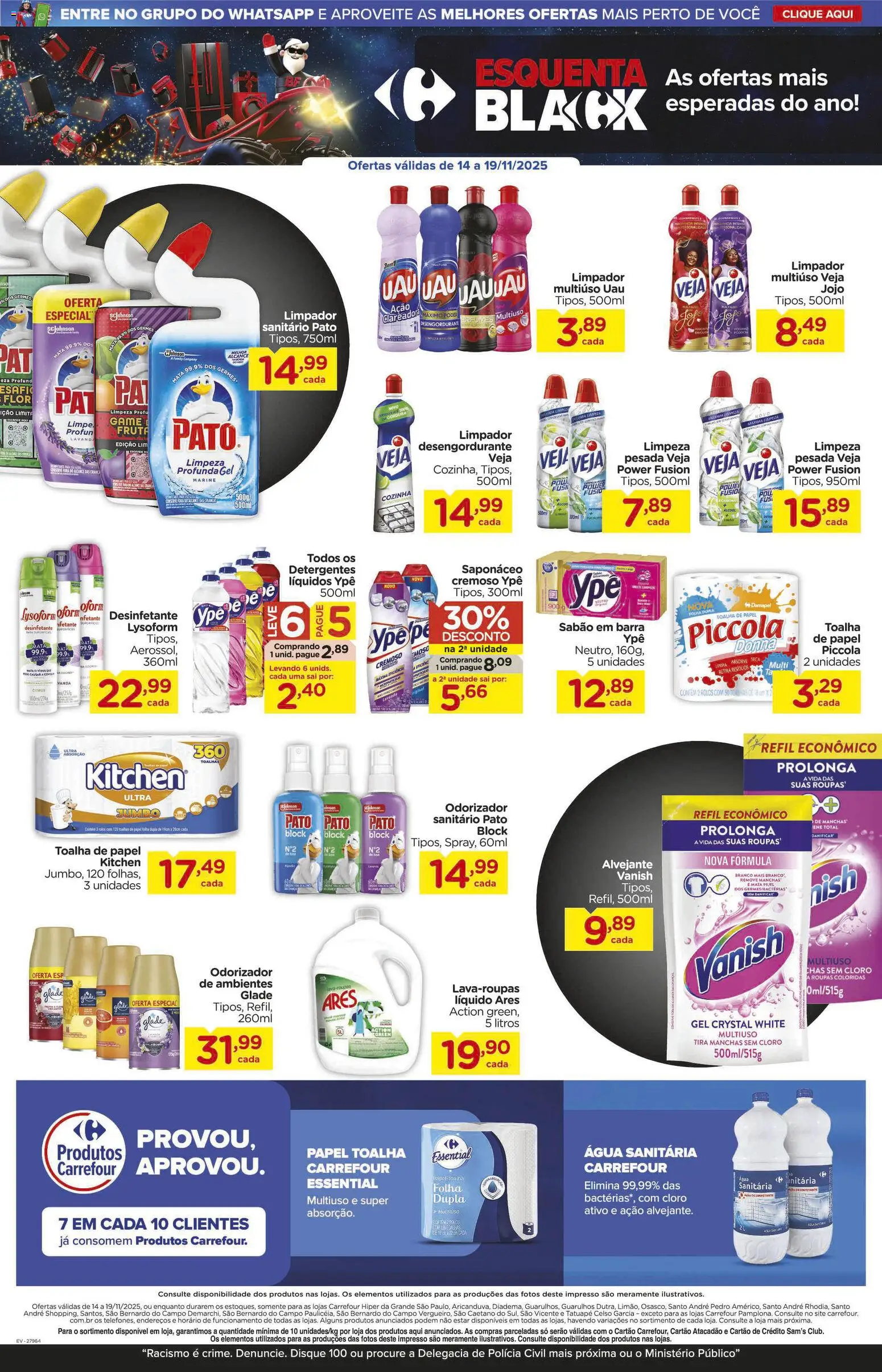Carrefour Folheto - válido de 14.11.2025 | Página: 11 | Produtos: Sabão em barra, Papel toalha, Saponáceo, Desinfetante