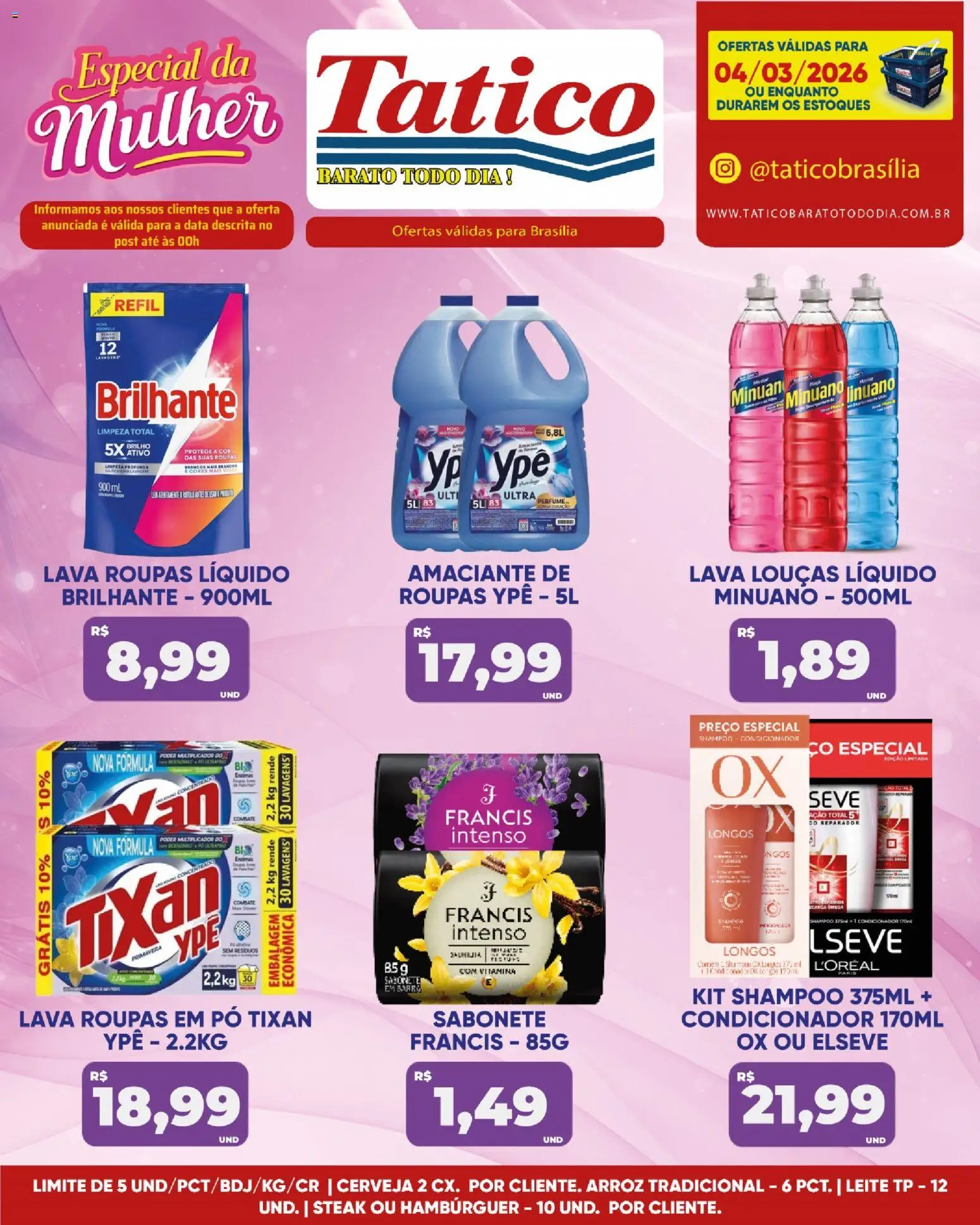Tatico Folheto - válido de 04.03.2026 | Página: 10 | Produtos: Condicionador, Leite, Arroz, Amaciante