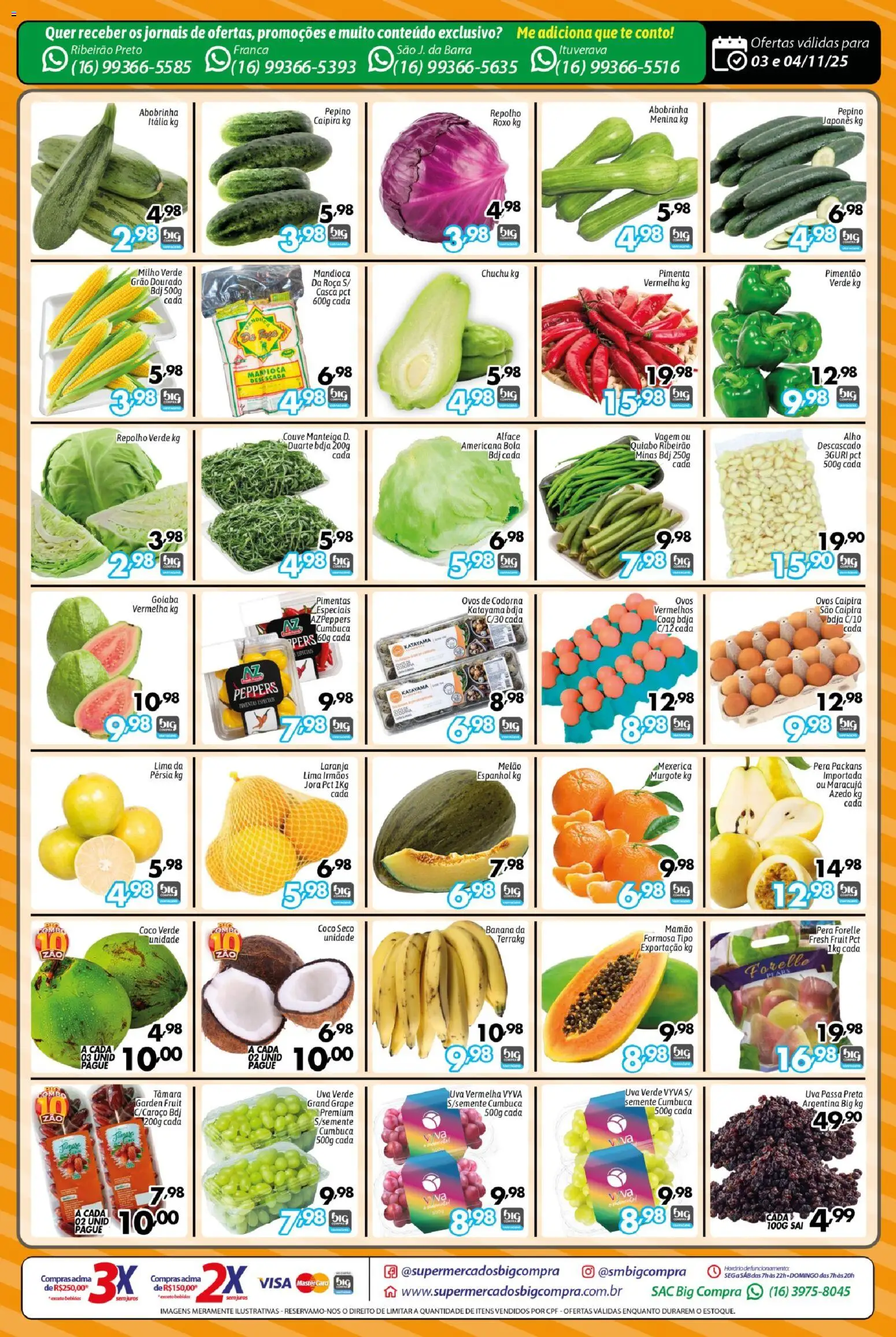Big Compra Folheto - válido de 03.11.2025 | Página: 2 | Produtos: Mexerica, Abobrinha, Ovos, Couve