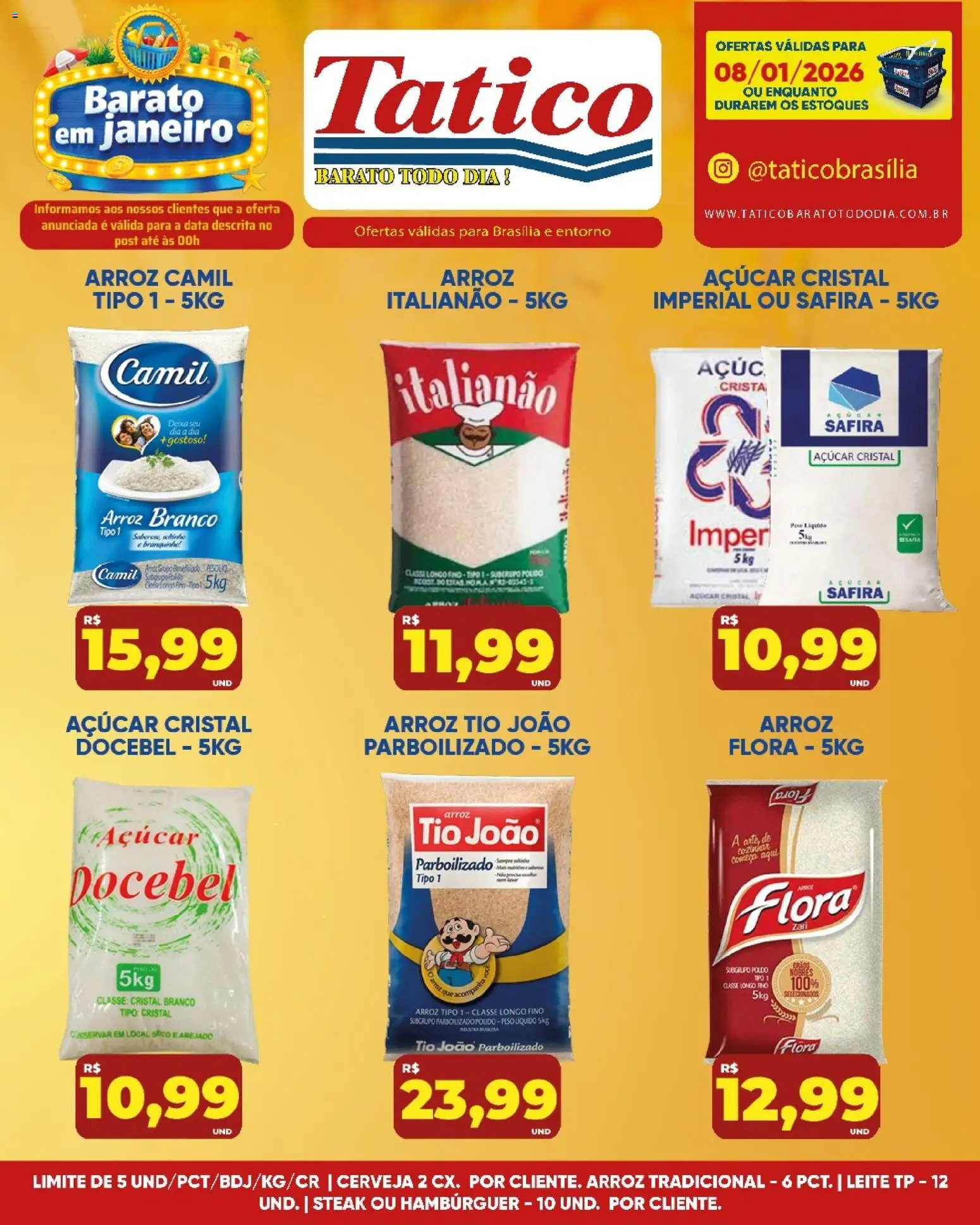 Tatico Folheto - válido de 09.01.2026 | Página: 17 | Produtos: Cerveja, Arroz, Hambúrguer, Açúcar