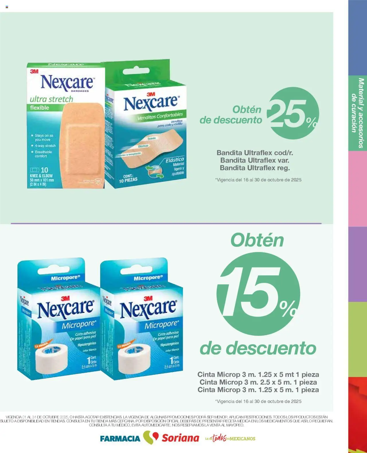 Nuevas ofertas de Soriana válidas en toda la República Mexicana desde el 01.10.2025. ¡Encuentra las mejores ofertas en Soriana - Folleto Farmacia Híper Nacional! | Página: 15 | Productos: Cinta, Flexible