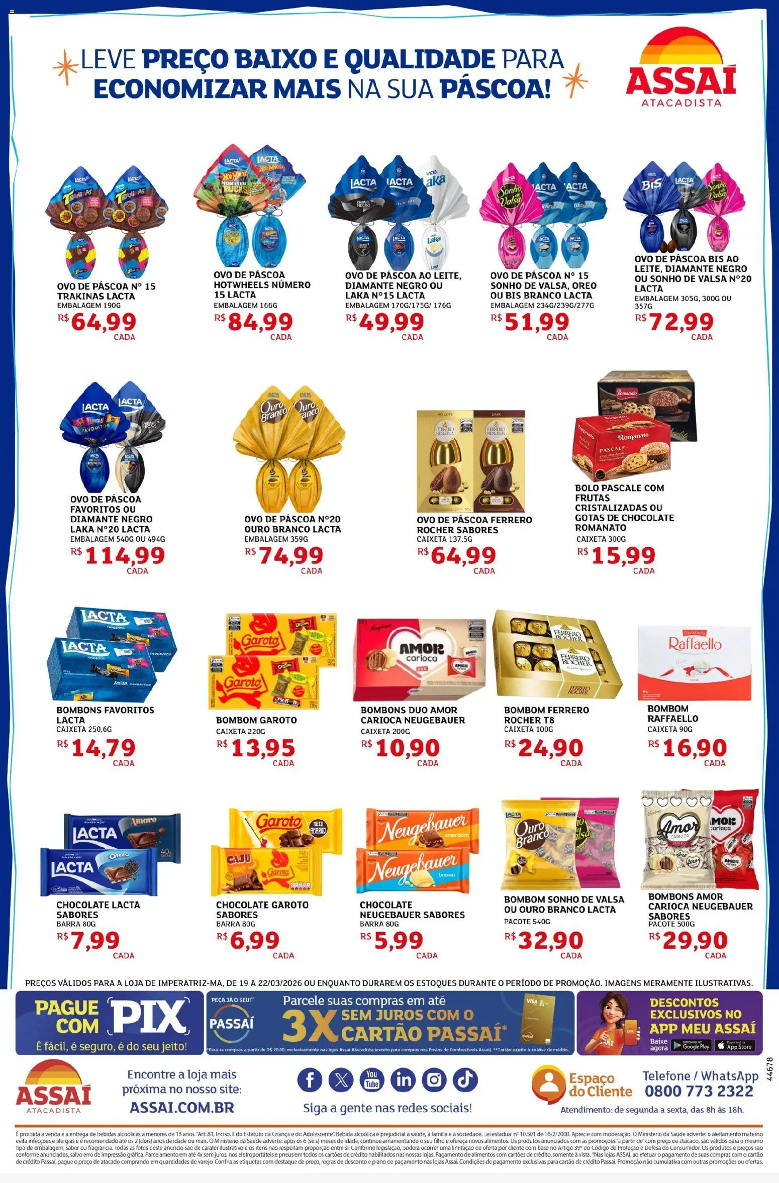 Assaí Atacadista ofertas - MA Folheto - válido de 19.03.2026 | Página: 4 | Produtos: Chocolate, Bolo, Telefone, Bombom