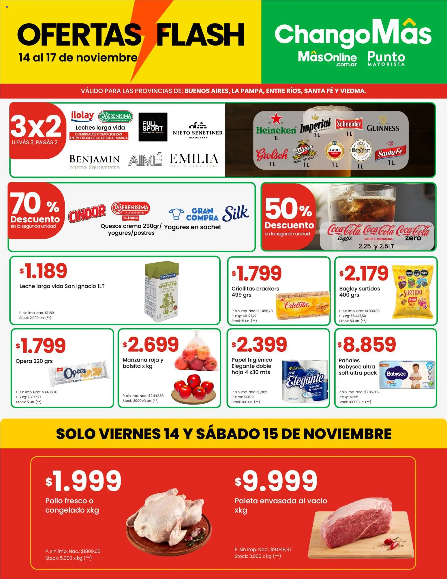 Punto Mayorista catálogo Flash │ válido desde el 14.11.2025 | Página: 1 | Productos: Papel higiénico, Paleta, Leche, Pañales