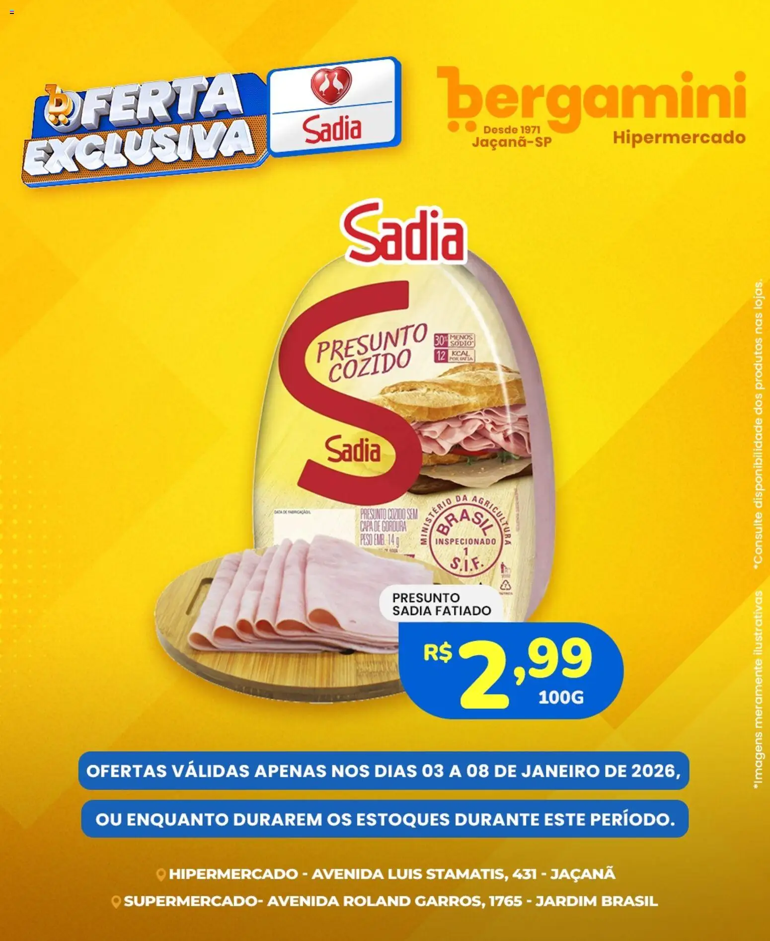 Supermercado Bergamini Folheto - válido de 03.01.2026 | Página: 5 | Produtos: Presunto