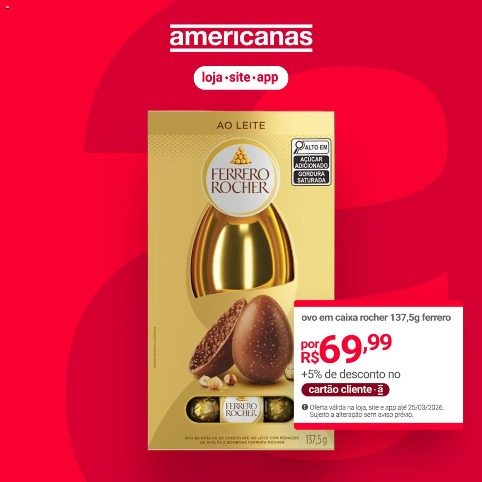 Lojas Americanas Folheto - válido de 24.03.2026 | Página: 3 | Produtos: Ovo de páscoa, Caixa, Leite, Chocolate