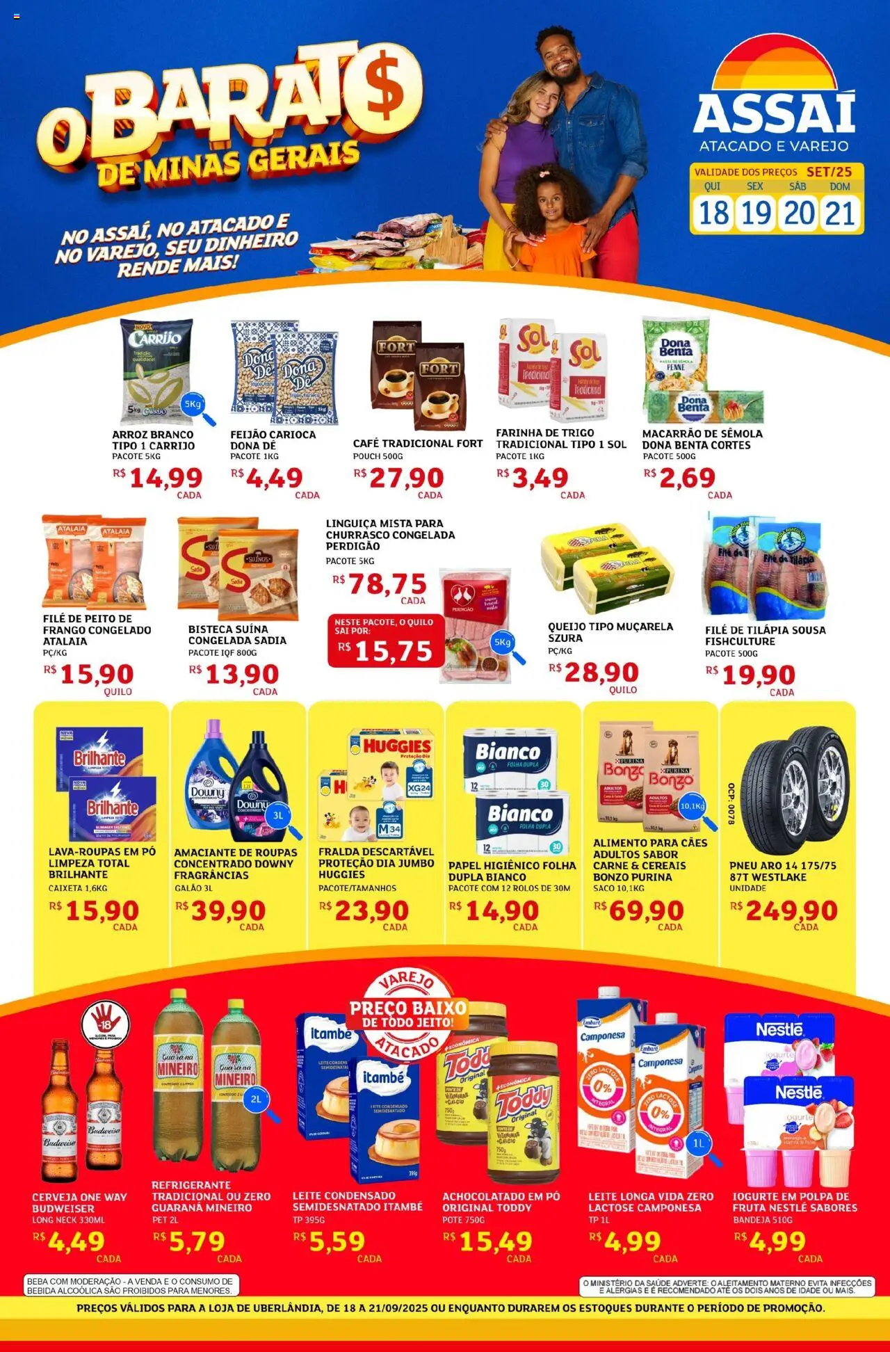 Assaí Atacadista Folheto - válido de 18.09.2025 | Página: 1 | Produtos: Pó, Queijo, Cereais, Refrigerante