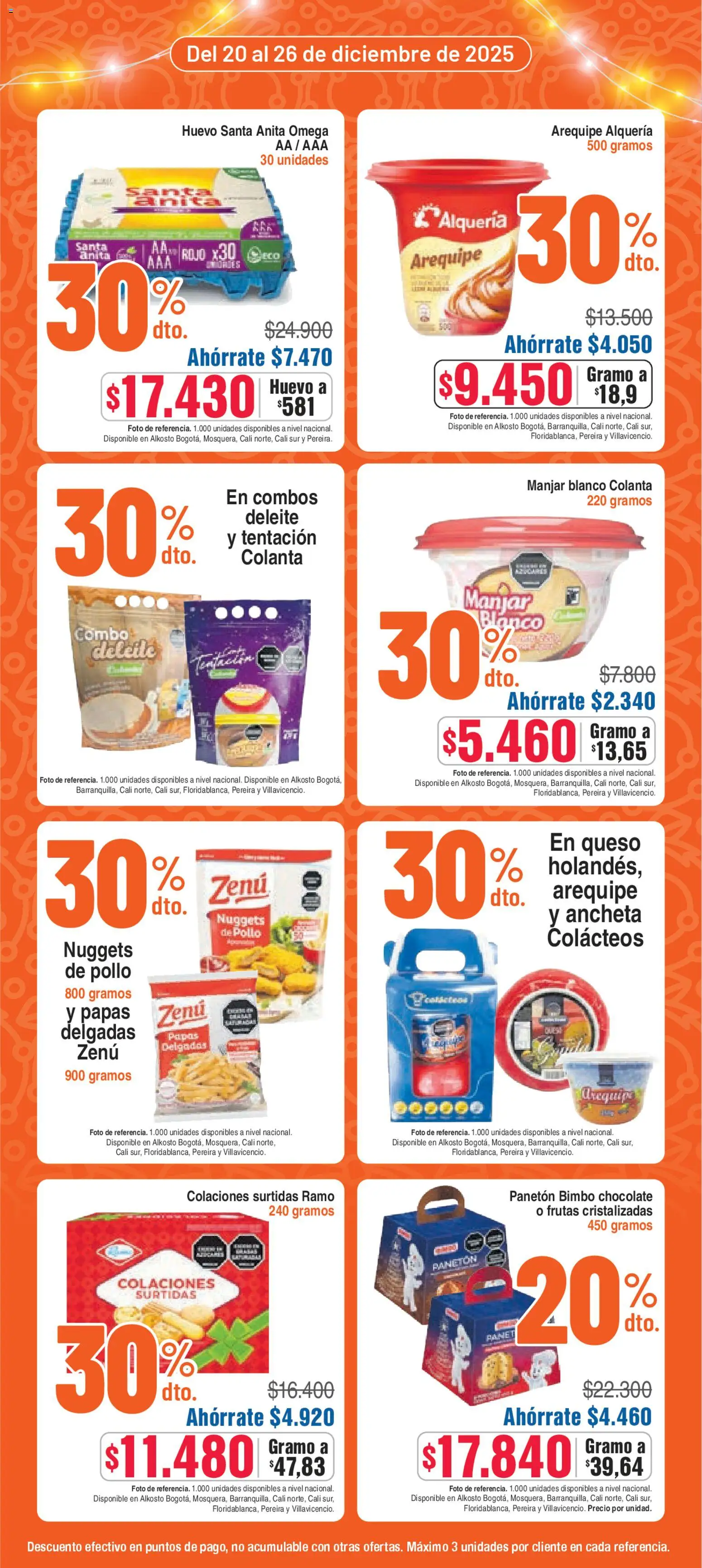 Alkosto revista - valida desde el 20.12.2025 | Página: 3 | Productos: Pollo, Plátano, Queso, Chocolate