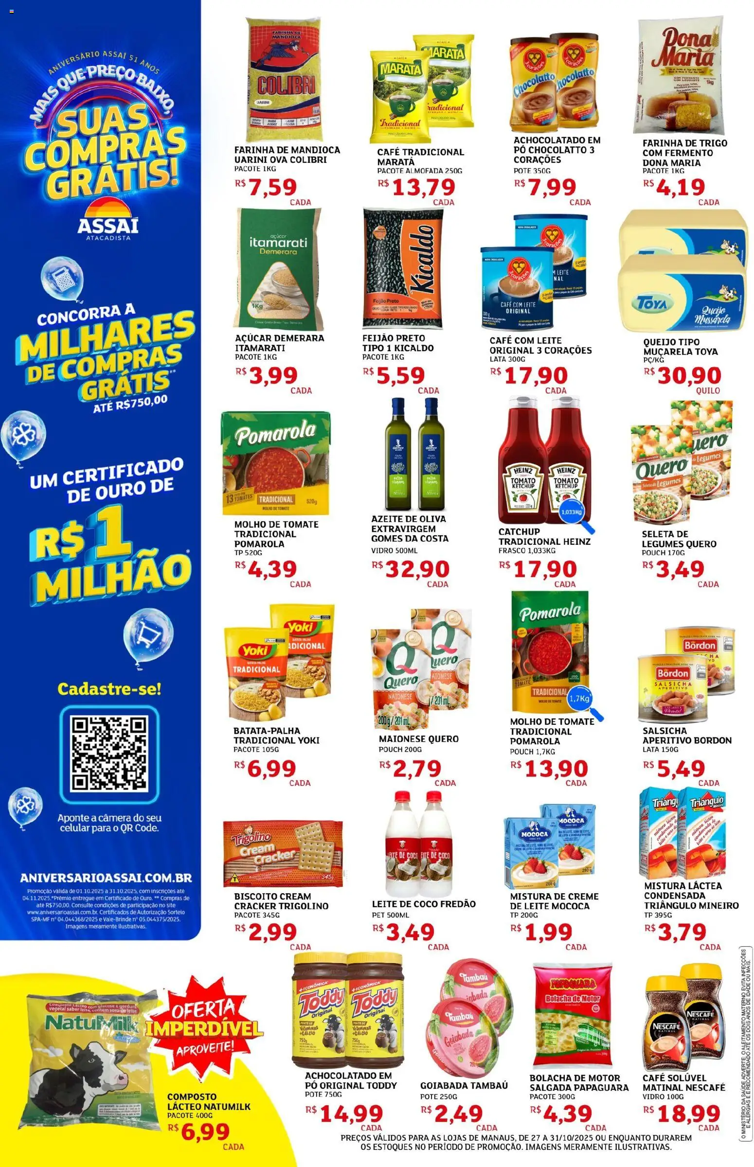 Assaí Atacadista Folheto - válido de 27.10.2025 | Página: 2 | Produtos: Coco, Queijo, Muçarela, Câmera