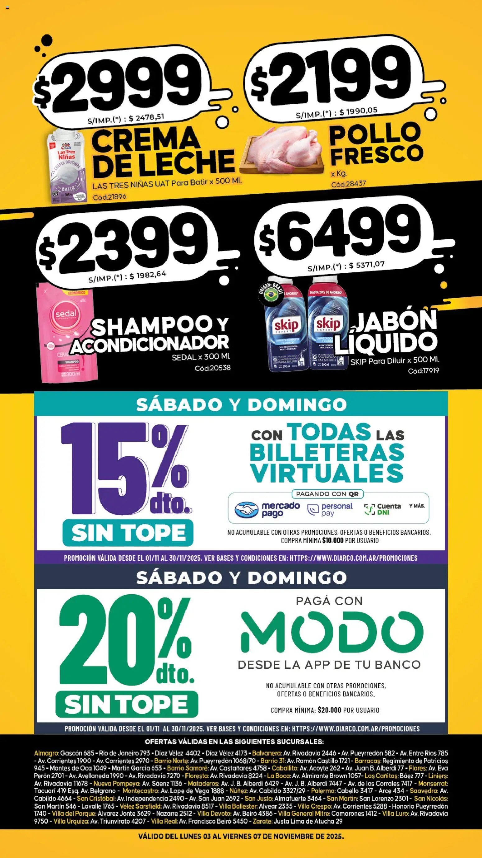 Diarco - Especial Locura De Precios │ válido desde el 03.11.2025 | Página: 2 | Productos: Banco, Lima, Jabón, Leche