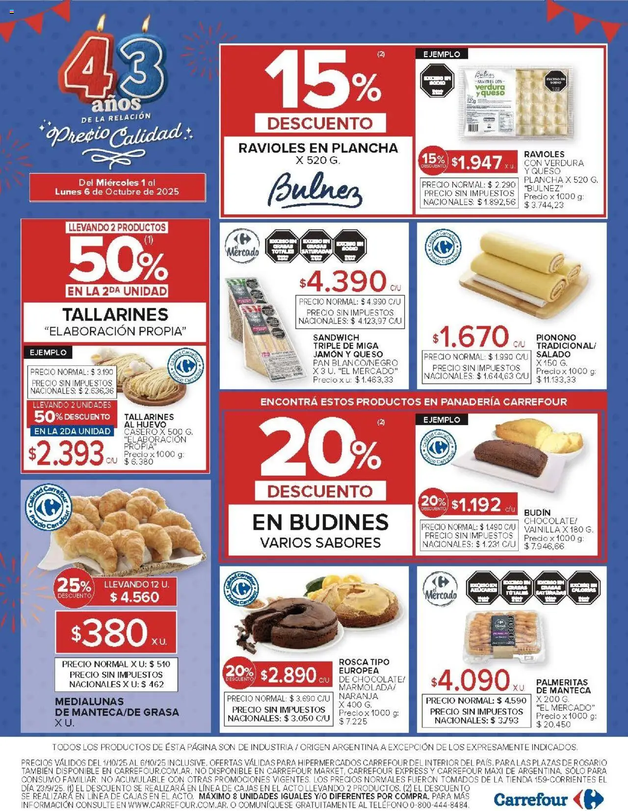 Carrefour ofertas - Corrientes │ válido desde el 01.10.2025 | Página: 17 | Productos: Teléfono, Panadería, Budín, Pionono