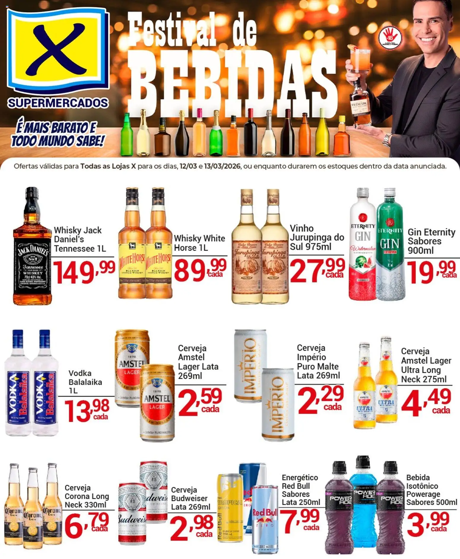 X Supermercados Folheto - válido de 12.03.2026 | Página: 1 | Produtos: Energético, Vinho, Cerveja, Isotônico