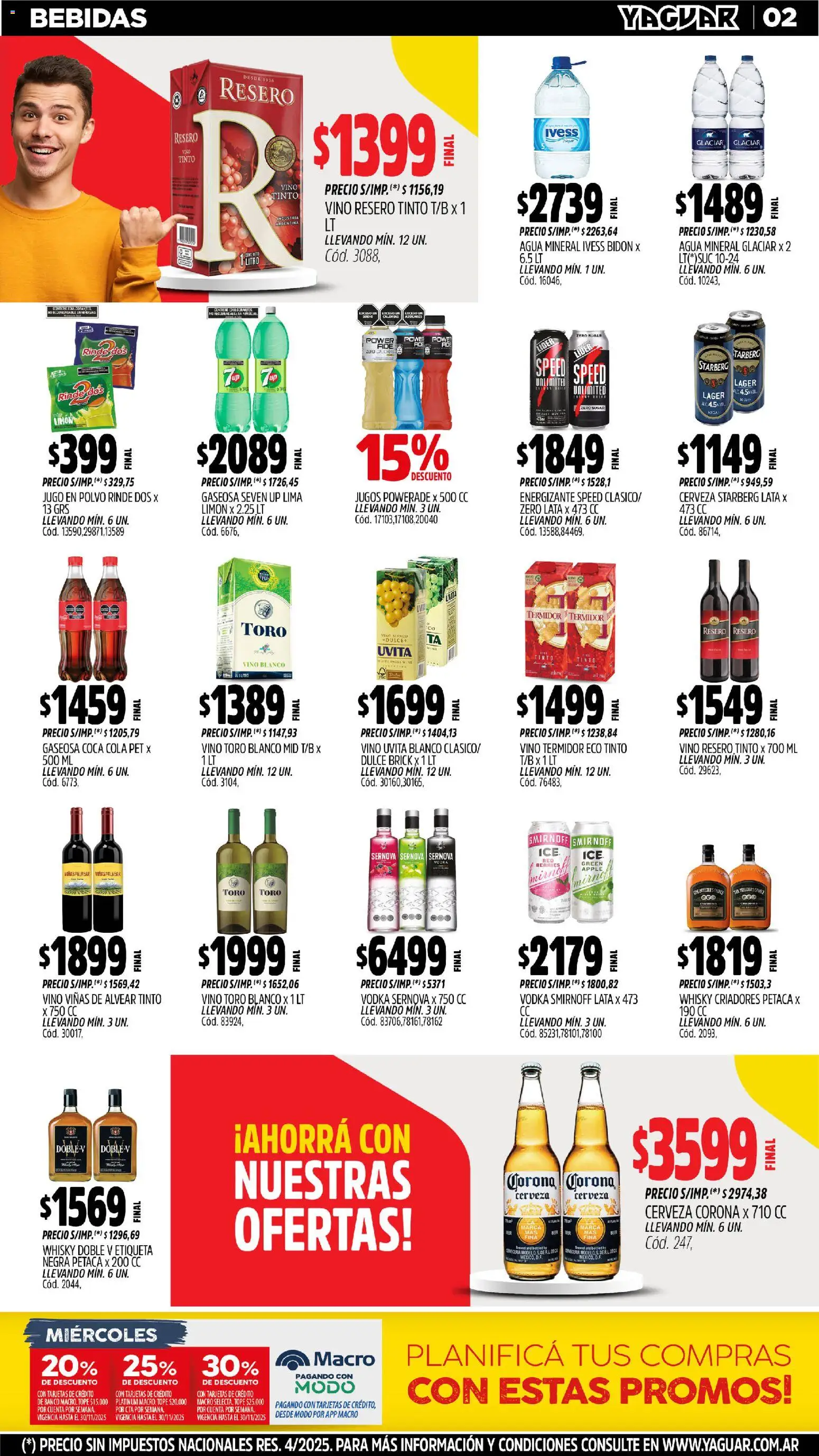 Yaguar - Trelew │ válido desde el 17.11.2025 | Página: 2 | Productos: Vodka, Bidón, Lima, Jugo