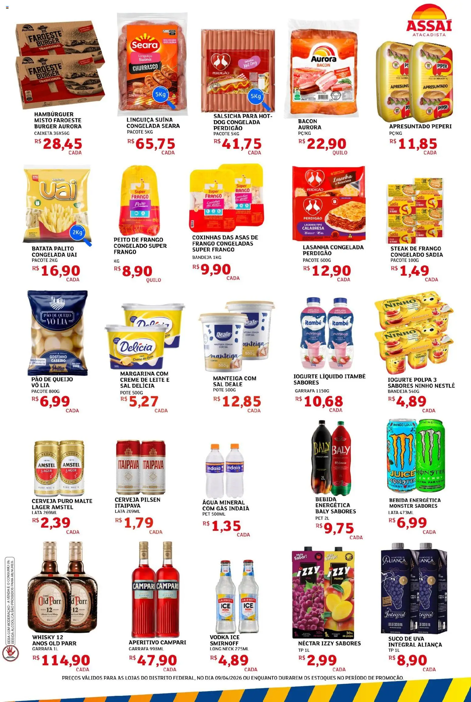 Assaí Atacadista Folheto - válido de 09.04.2026 | Página: 3 | Produtos: Cálcio, Bandeja, Monster, Campari